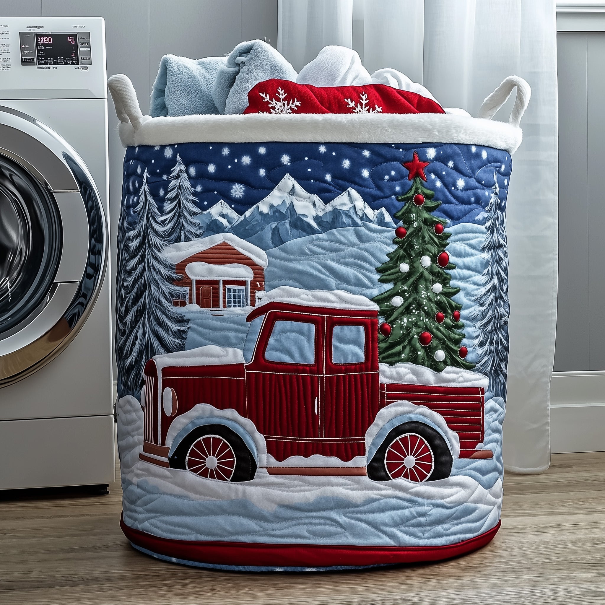 Christmas Serenity Quilted Laundry Basket Merch For Family