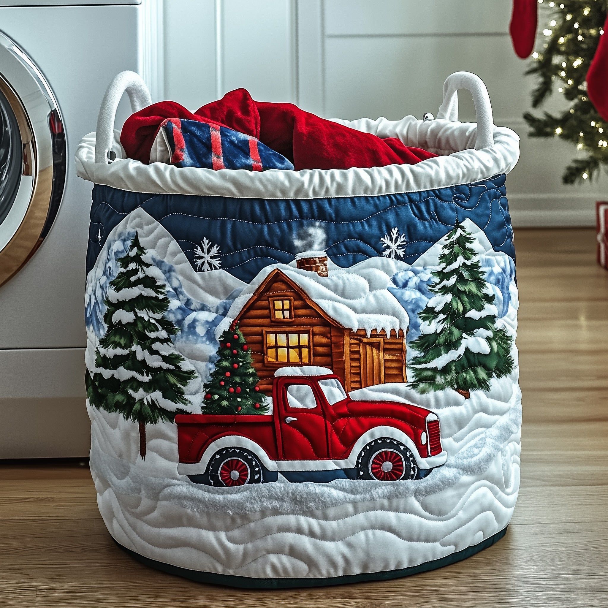 Christmas Serenity Quilted Laundry Basket Merch For Mom