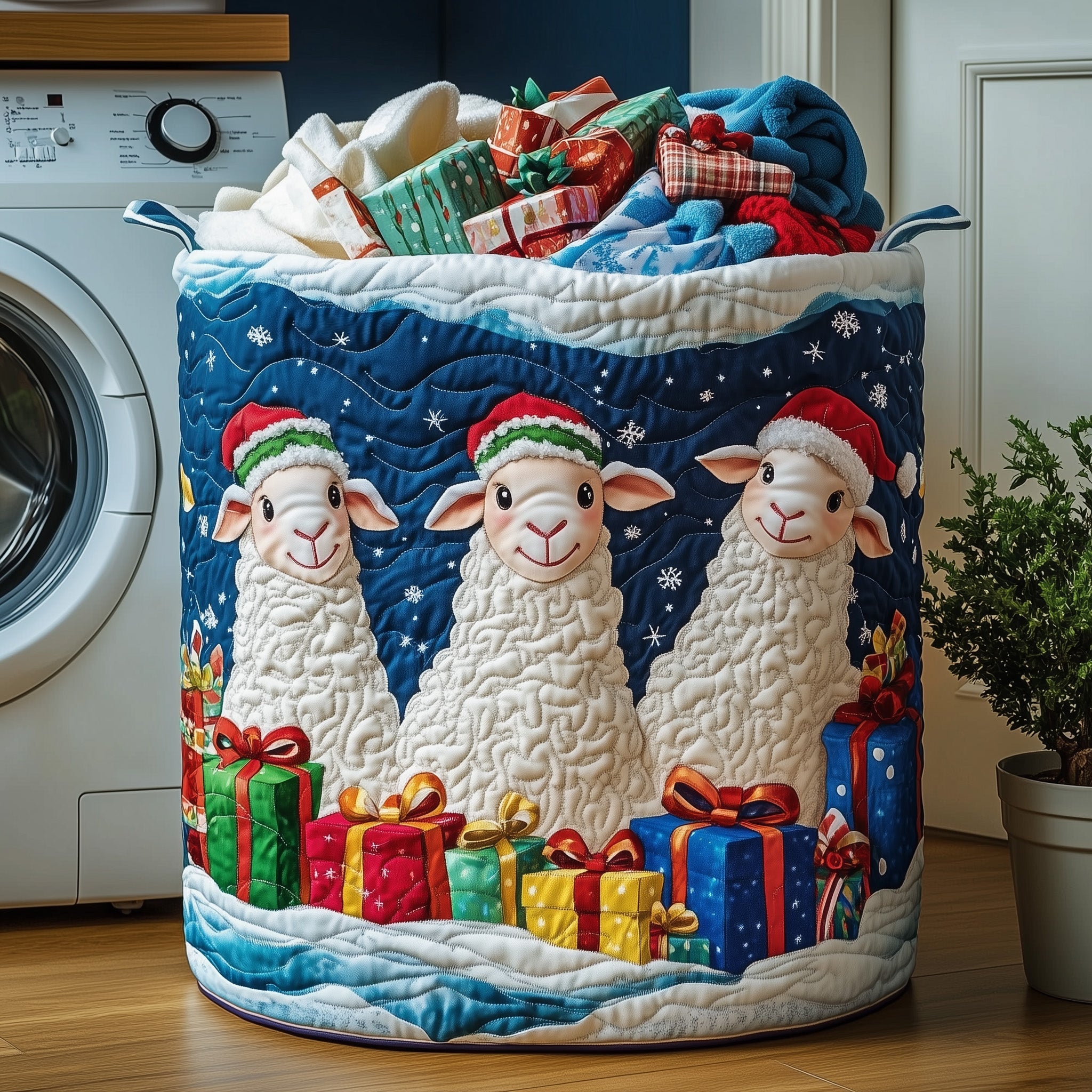 Christmas Sheep Heaven Quilted Laundry Basket Sheep Gifts For Her