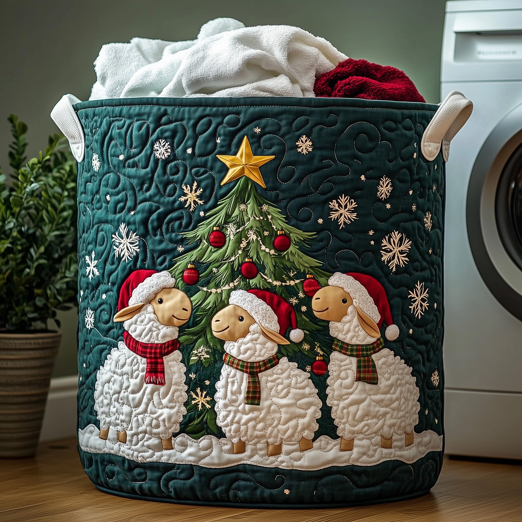 Christmas Sheep Heaven Quilted Laundry Basket Sheep Gifts For Him