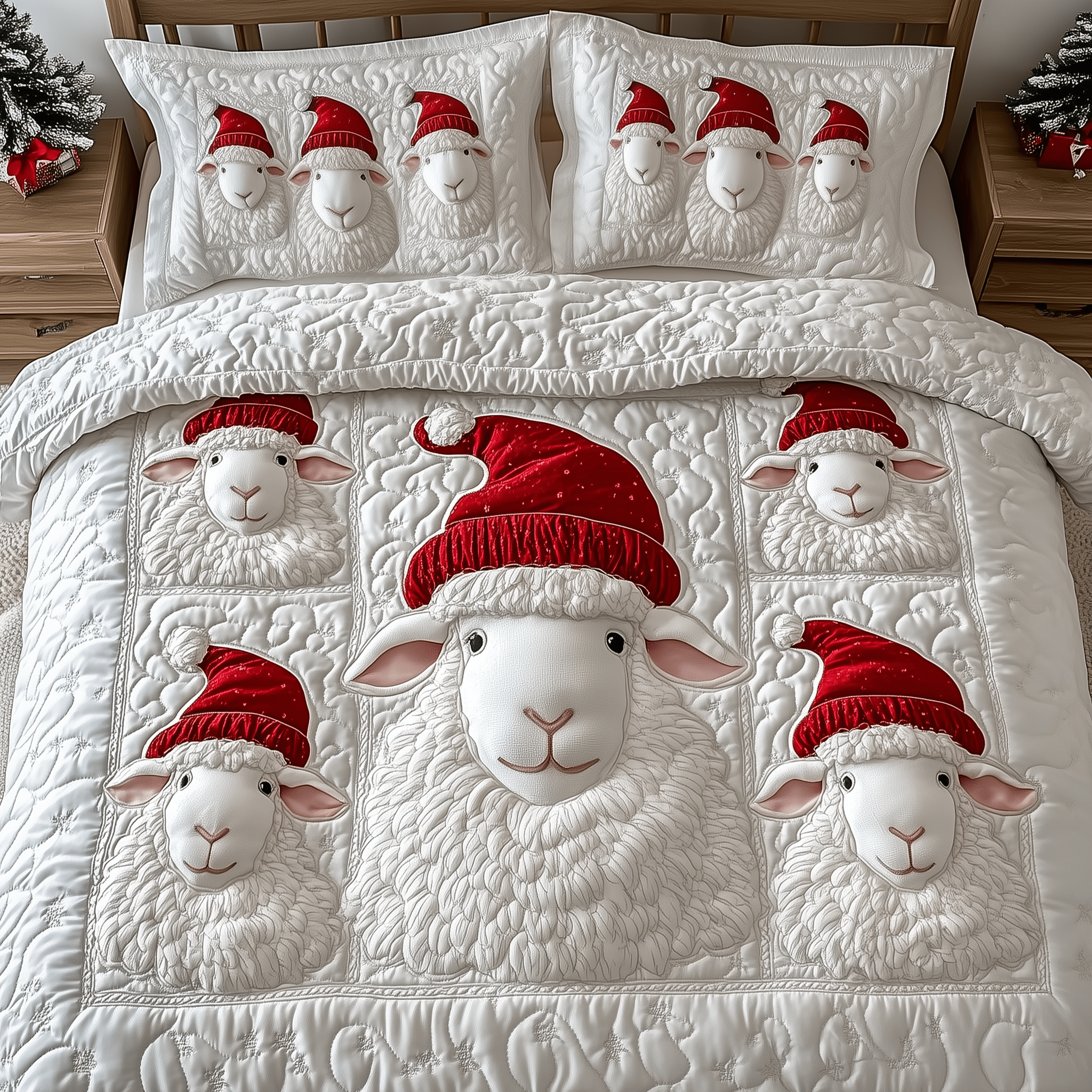 Christmas Sheep Quilted Bedding Set Novelty Sheep Gifts