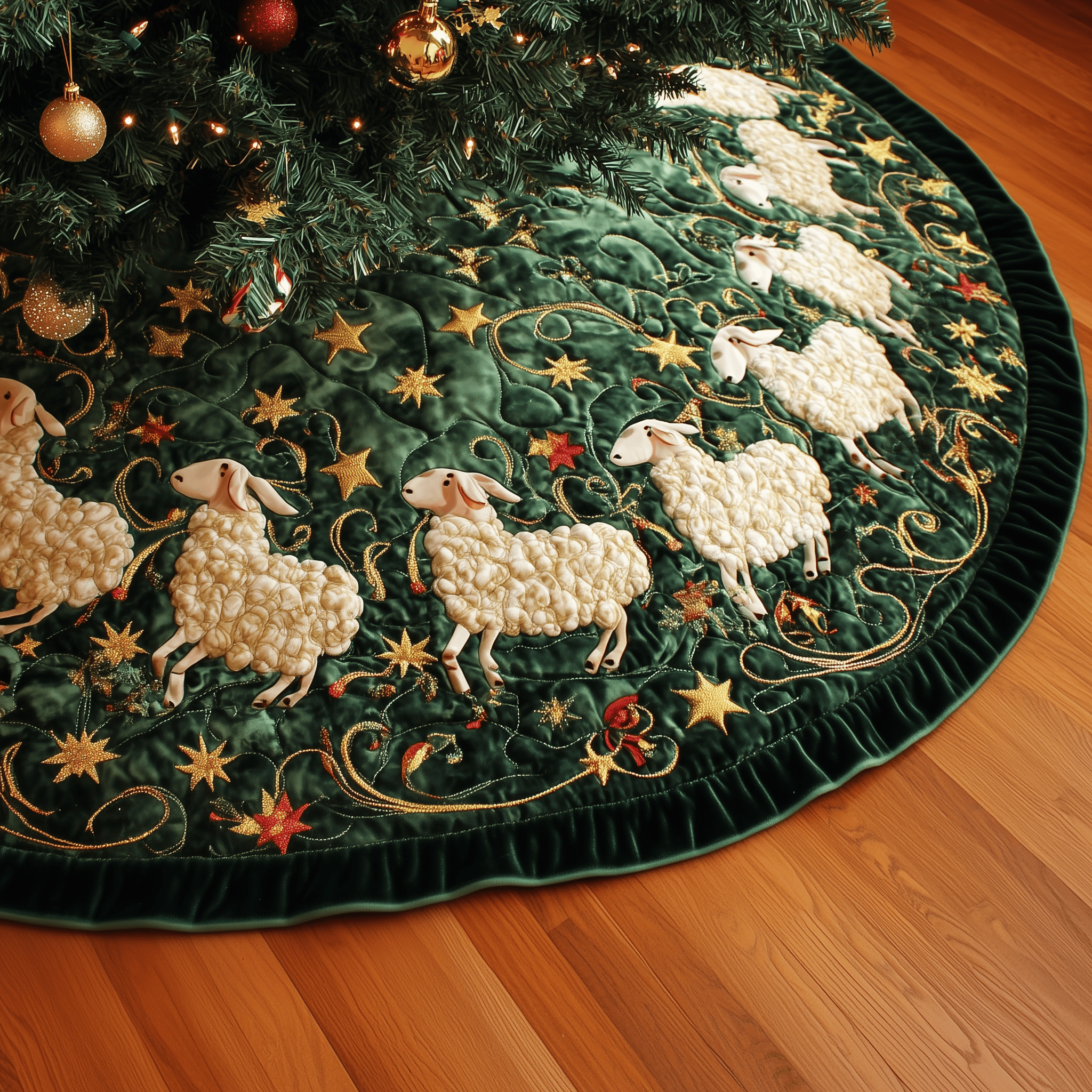Christmas Sheep Quilted Tree Skirt Christmas Tree Skirt Best Gifts For Sheep Lovers