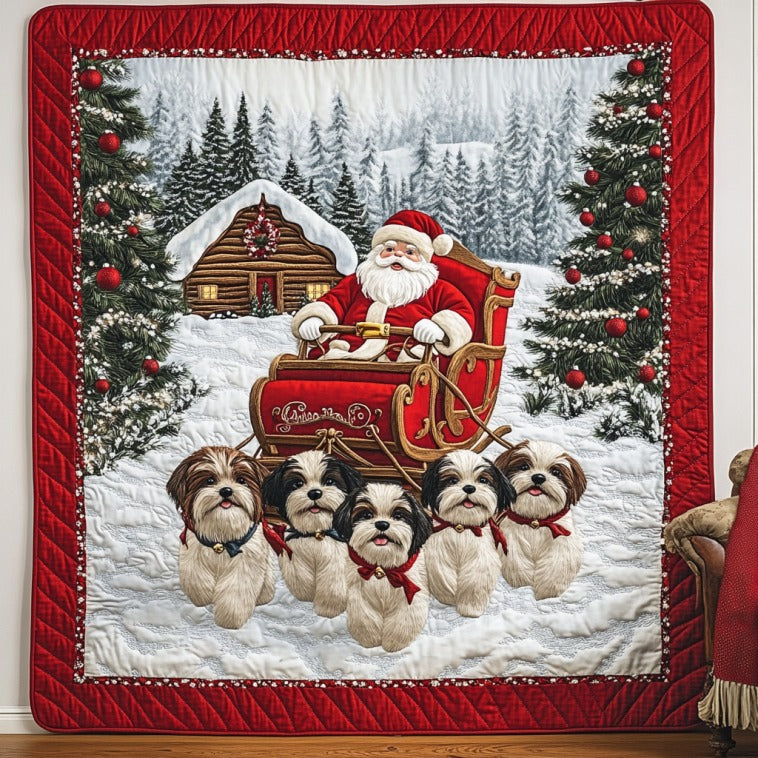 Christmas Shih Tzu Quilt Beautiful Printed Quilt Blanket for Home Aesthetics