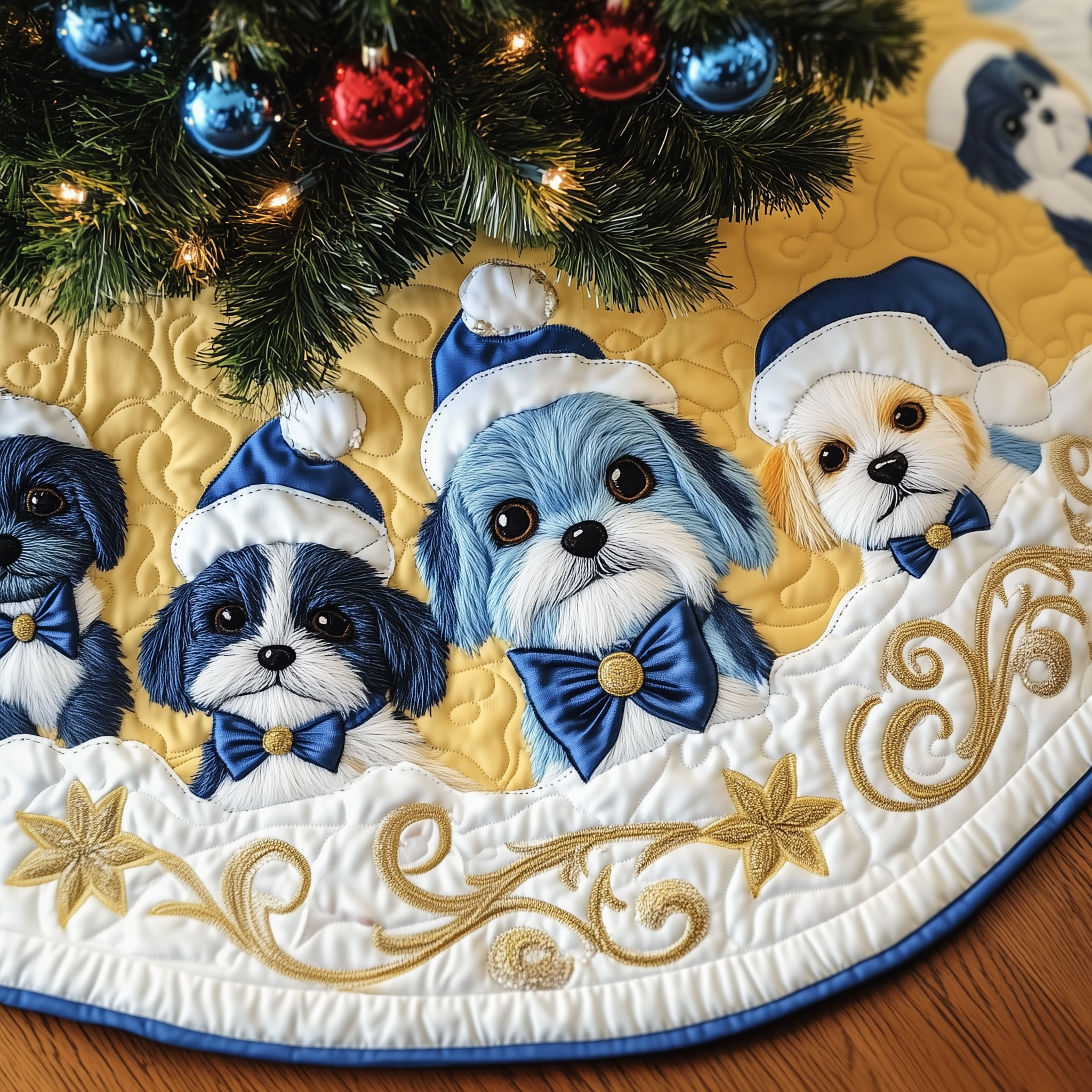 Christmas Shih Tzu Quilted Tree Skirt Heartfelt Gift Merch For Mom