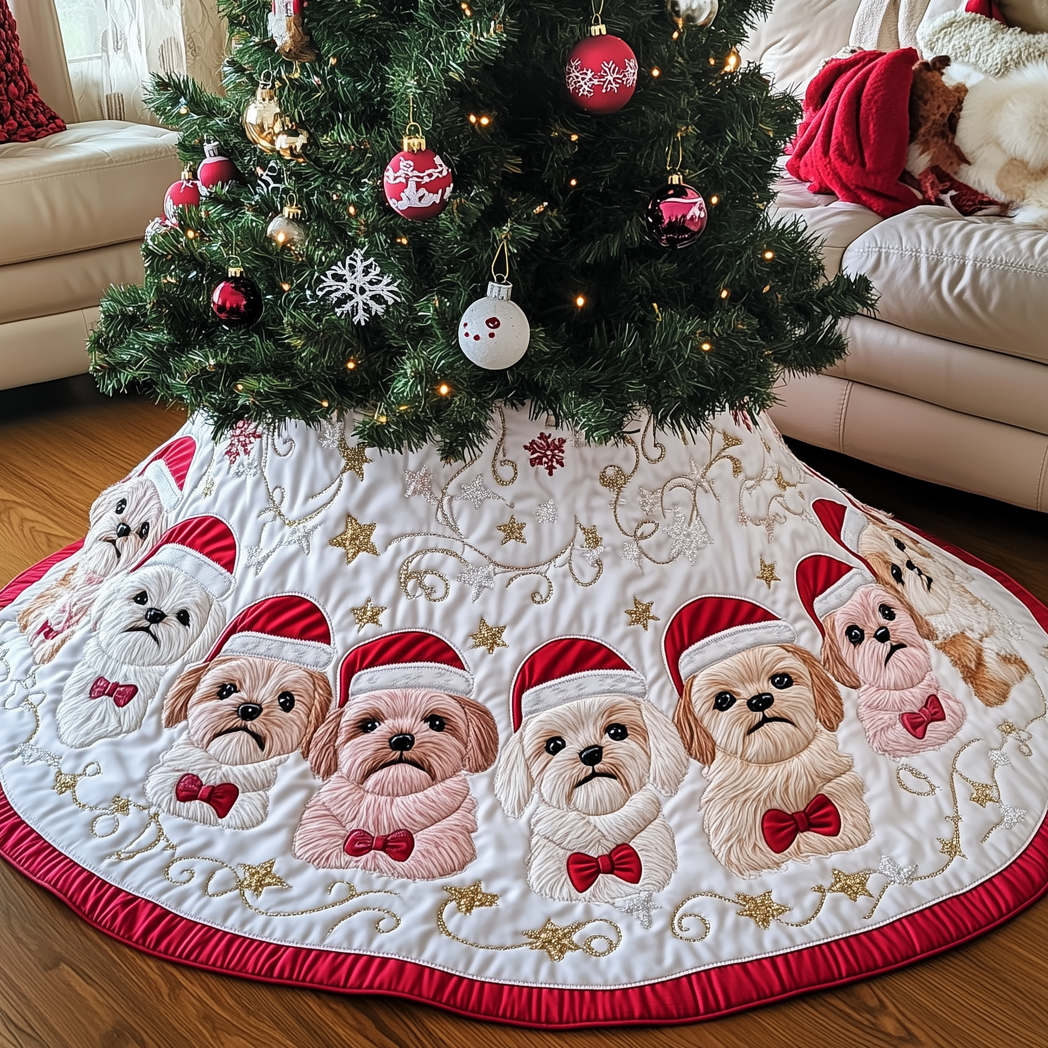 Christmas Shih Tzu Quilted Tree Skirt Memorable Graduation Gift Merch