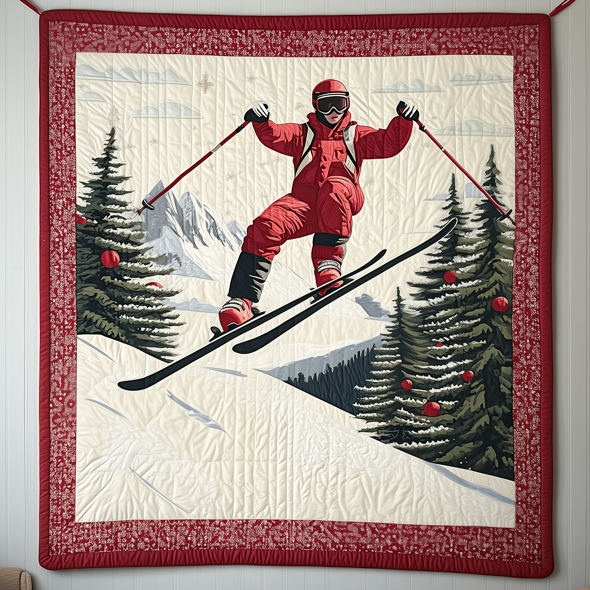 Christmas Skiing Quilted Blanket Christmas Quilted Blanket Christmas Gifts For Parents