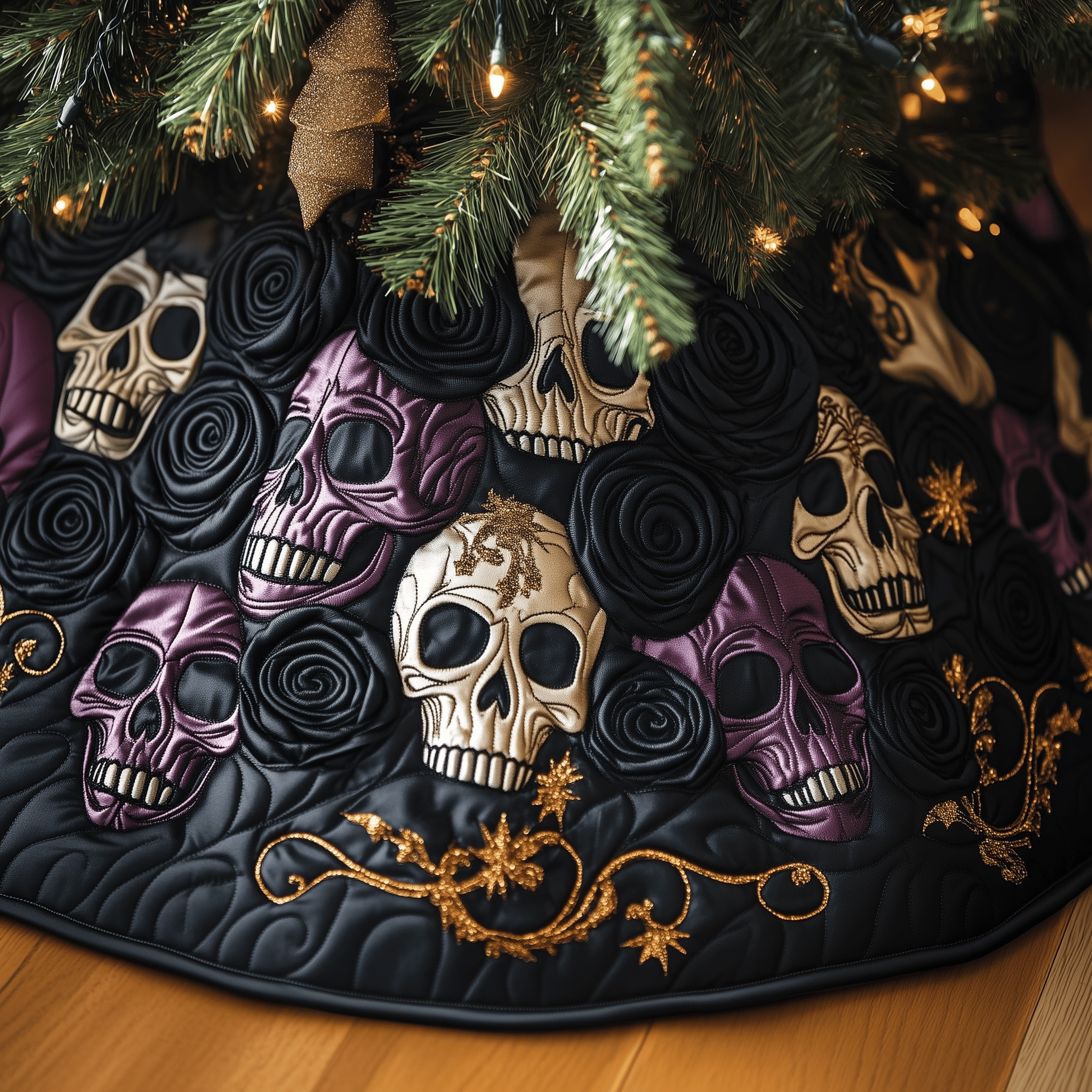 Christmas Skull Quilted Tree Skirt Christmas Tree Skirt Best Christmas Gifts For Family