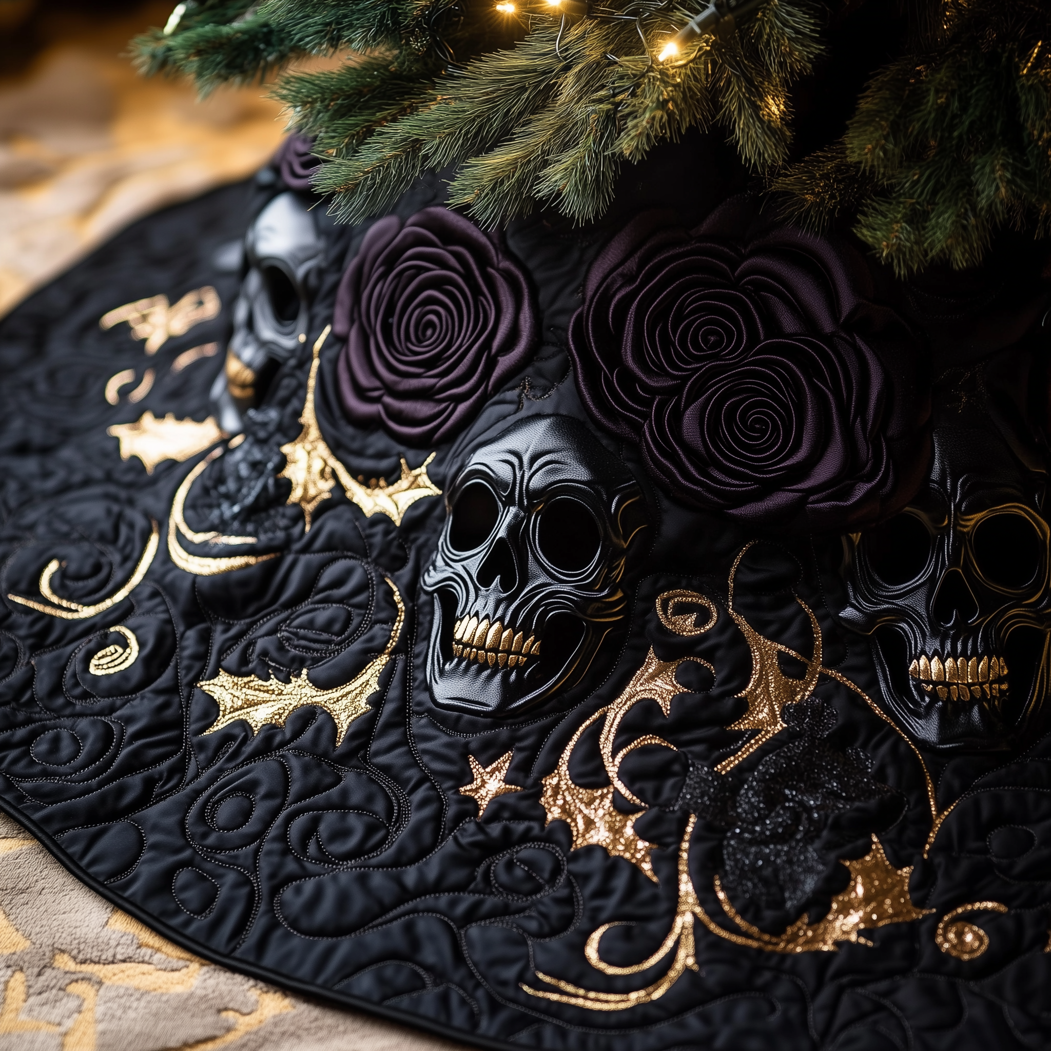 Christmas Skull Quilted Tree Skirt Perfect Tree Skirt Decoration Merch