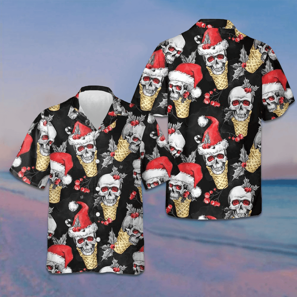 Christmas Skulls With Waffle Cone Hawaiian Shirt Funny Skull Christmas Shirt Gifts For Son