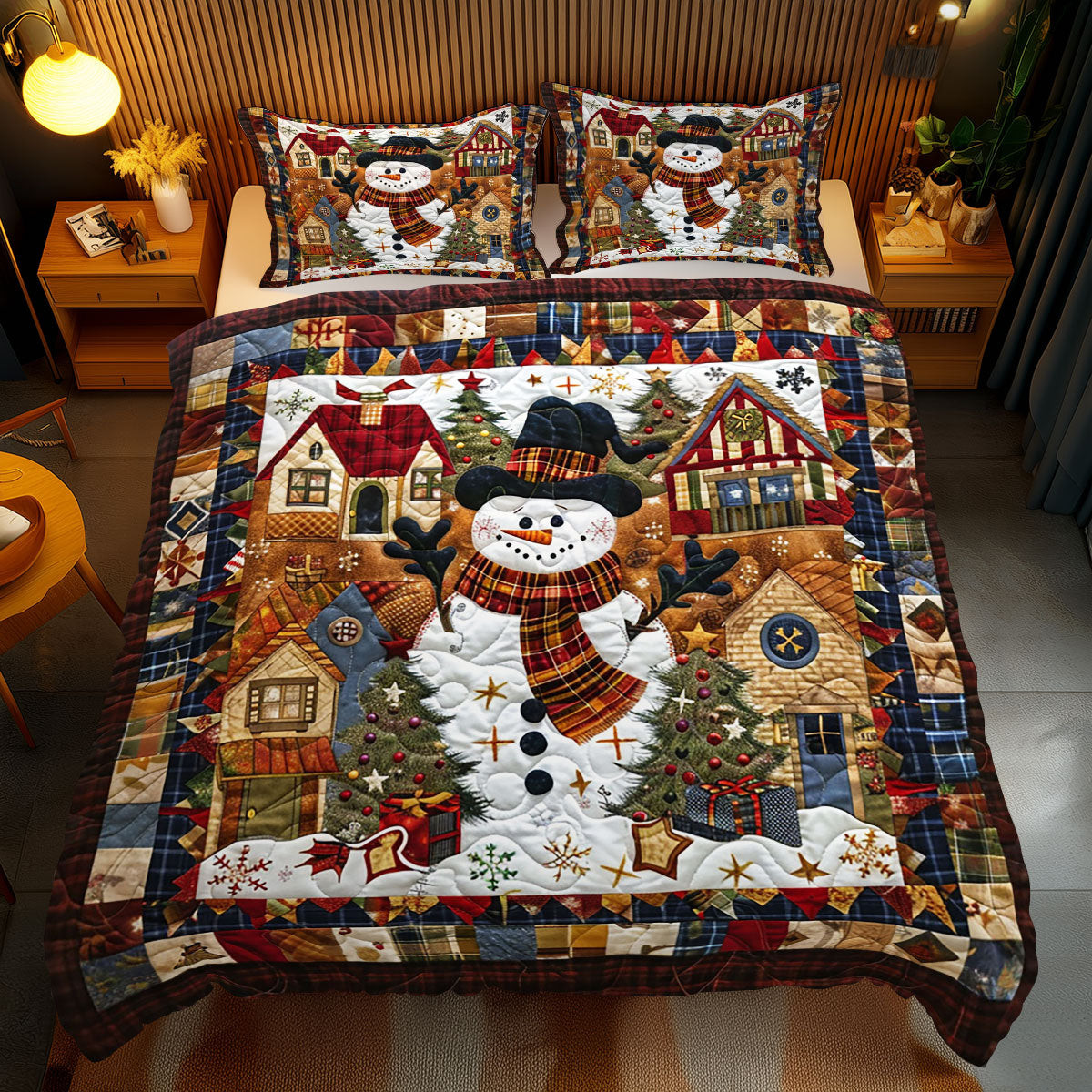 Christmas Snowman Holiday Xmas Quilted Bedding Set Christmas Gift Ideas For Wife