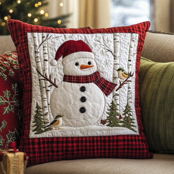 Christmas Snowman Quilt Pillow Case Premium Pillow Cover Gift Set for Loved Ones