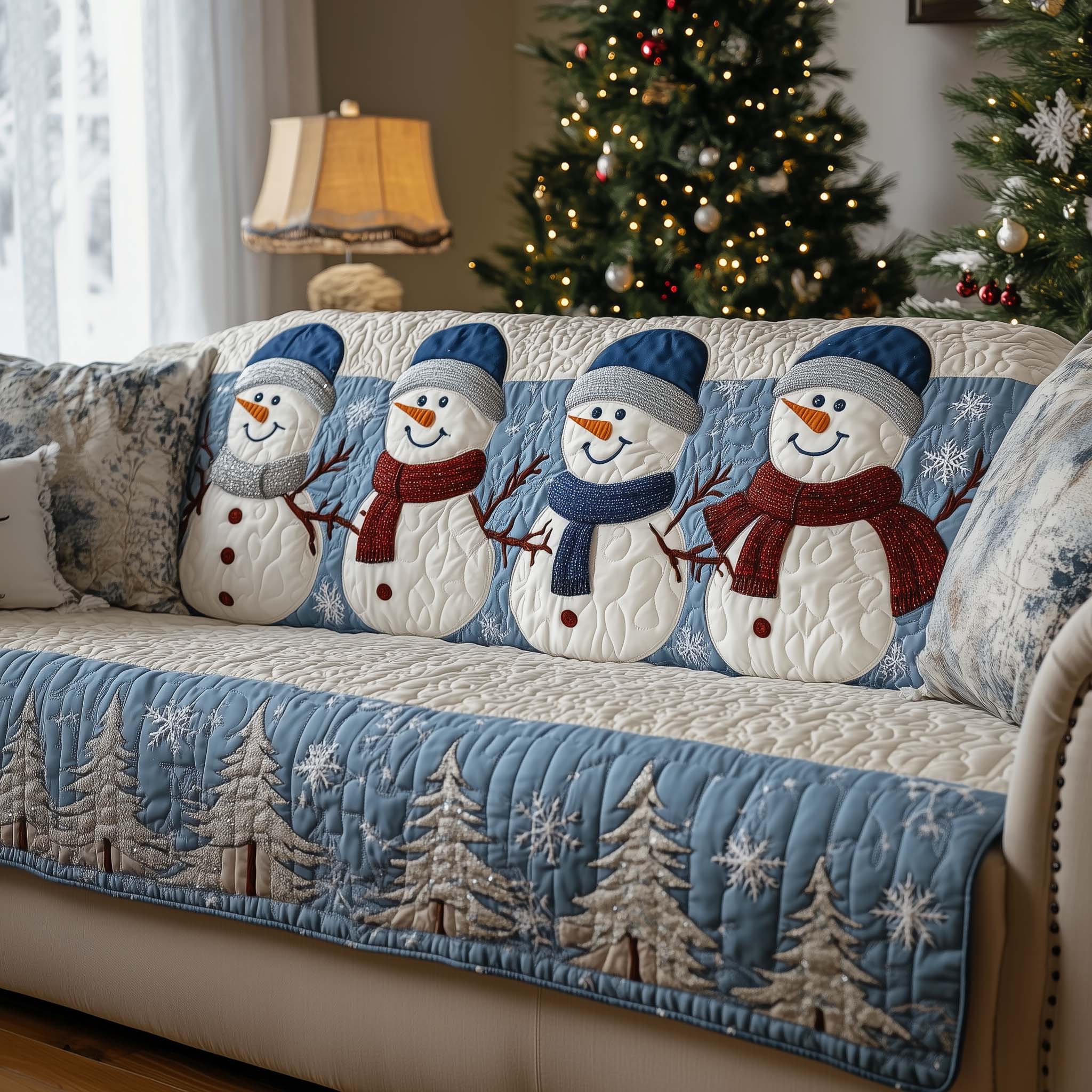 Christmas Snowman Quilted Sofa Cover Cute Sofa Cover Christmas Gifts For Girlfriend