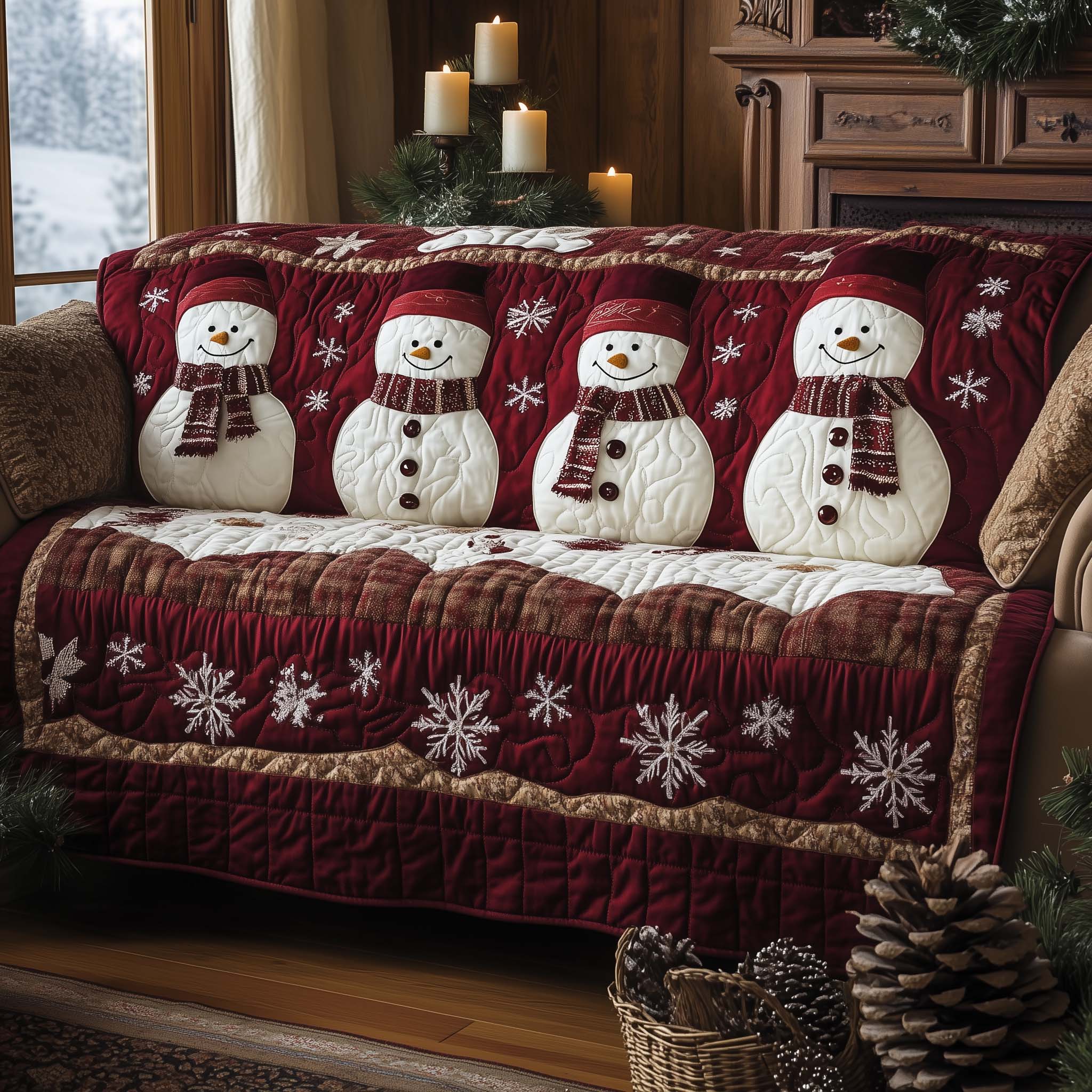 Christmas Snowman Quilted Sofa Cover Durable Snowman Sofa Guard The Best Idea Christmas Gifts
