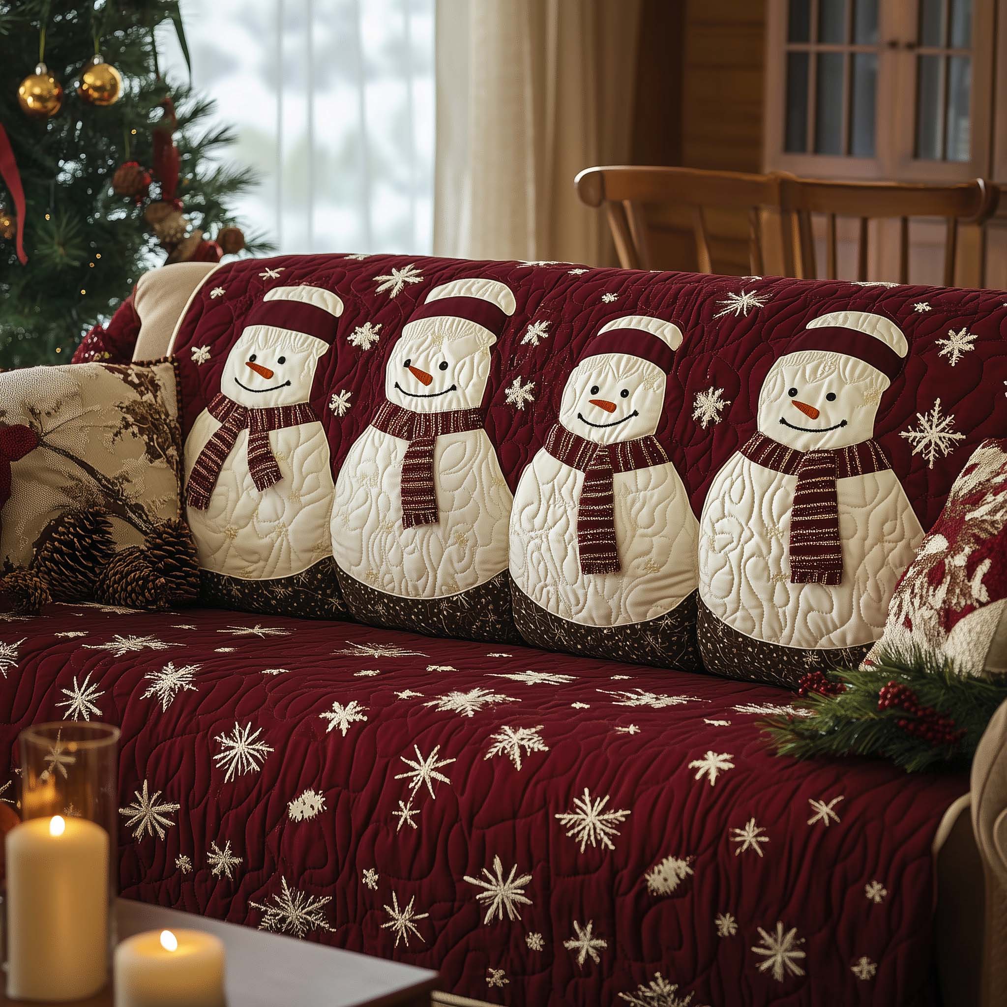 Christmas Snowman Quilted Sofa Cover Festive Cute Snowman Sofa The Best Idea Christmas Gifts