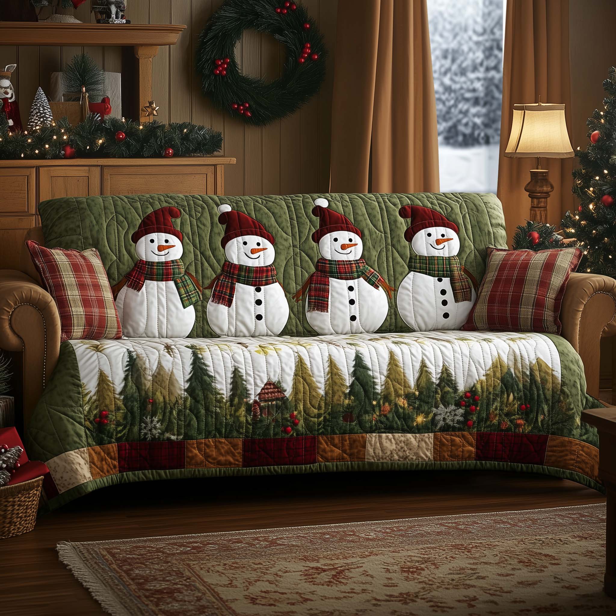 Christmas Snowman Quilted Sofa Cover Snowman Winter Sofa The Best Idea Christmas Gifts
