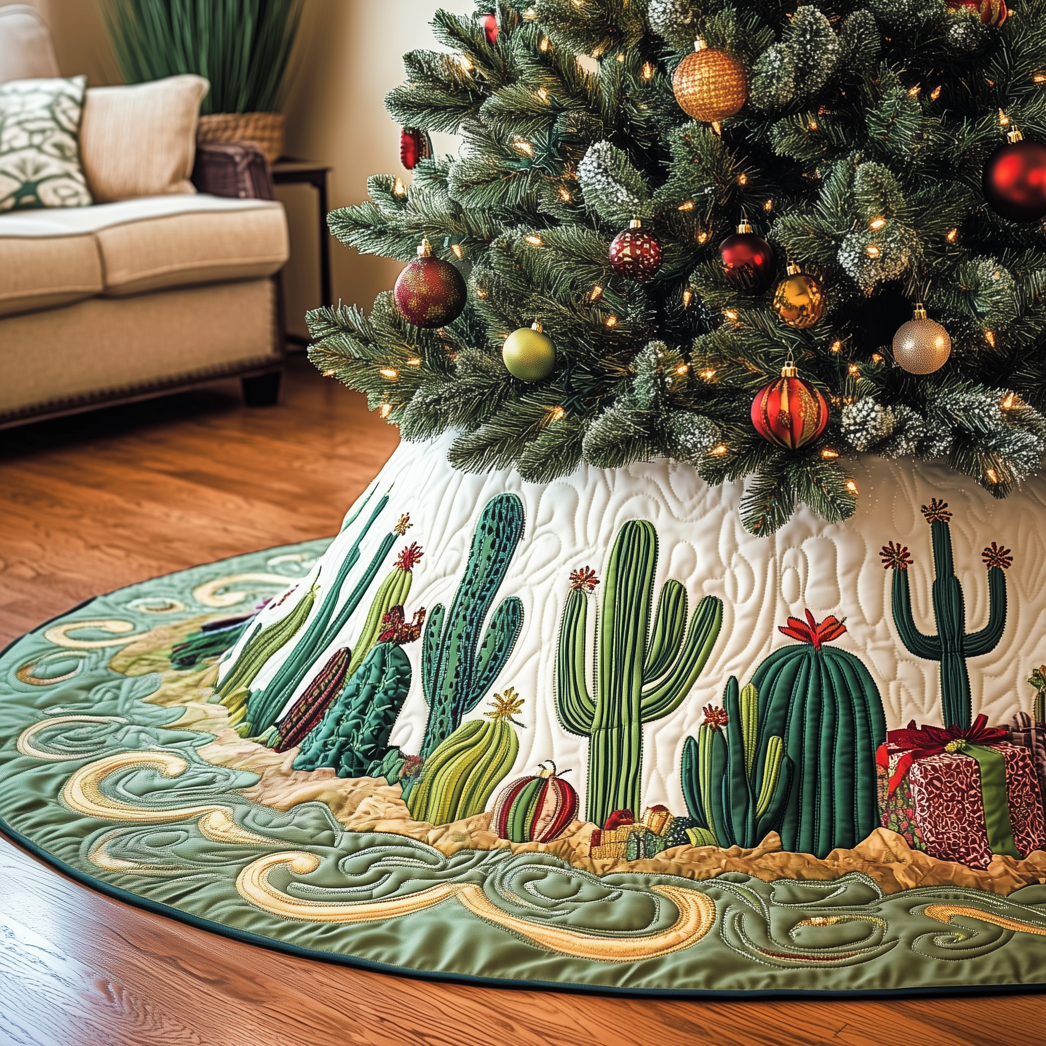 Christmas Southwest Cactus Quilted Tree Skirt Memorable Graduation Gift Merch