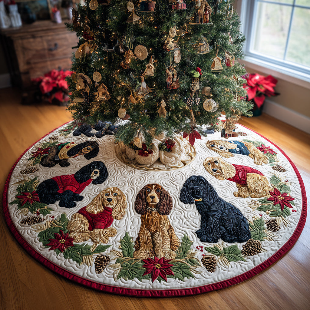 Christmas Spaniel Charm Christmas Quilted Tree Skirt Holiday Decorations Presents For Cocker Spaniel Lovers