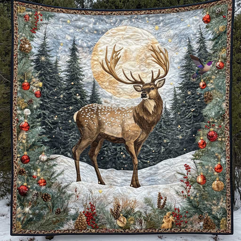 Christmas Stag Forest Holiday Christmas Quilt Blanket Romantic Gifts For Couples
