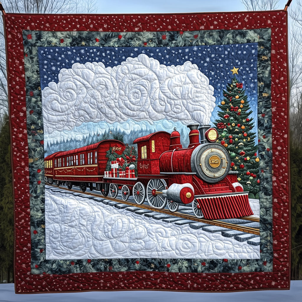 Christmas Steam Train Quilt Practical Quilt Blanket Gift for Comfort and Style