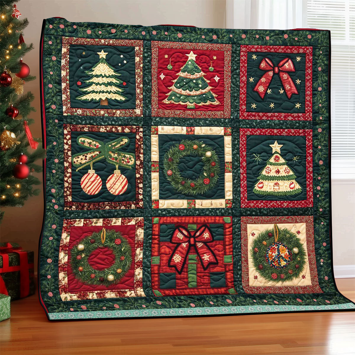 Christmas Symbols Holiday Christmas Quilt Blanket Romantic Gifts For Couples