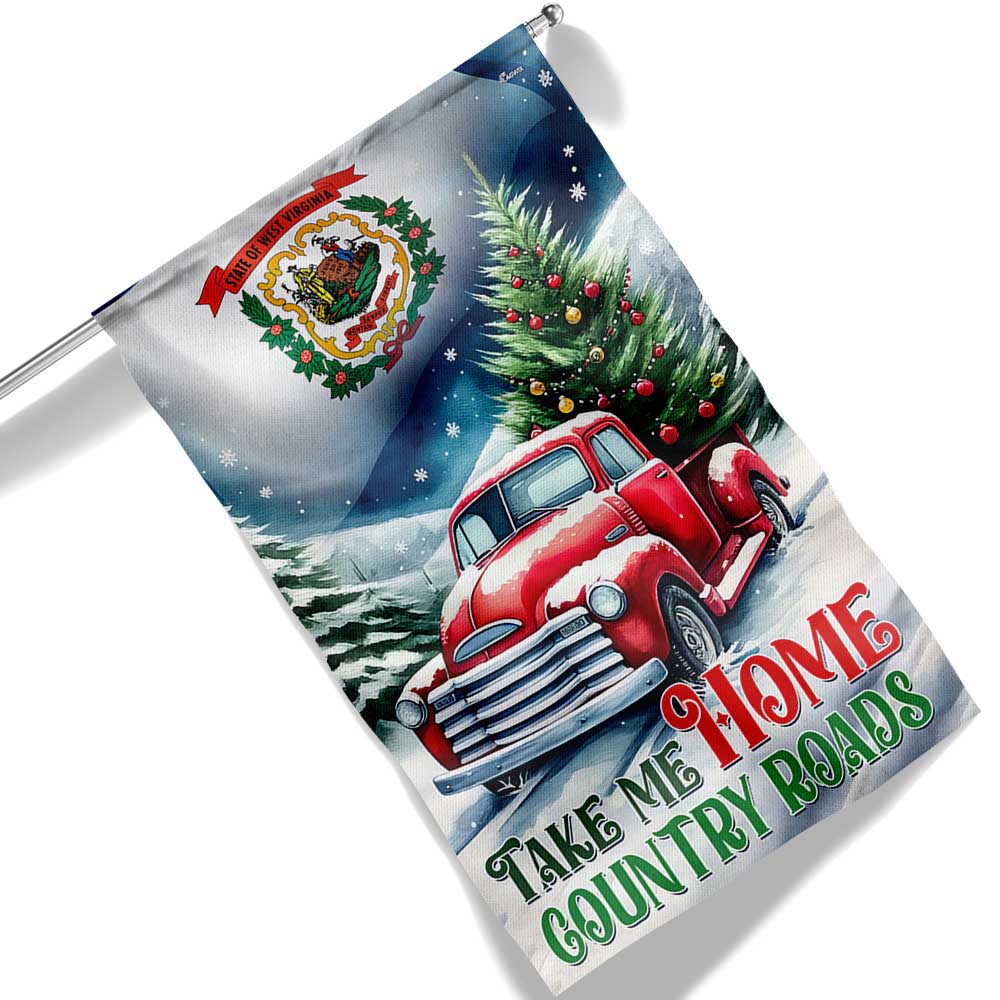 Christmas Take Me Home Country Roads West Virginia Flag