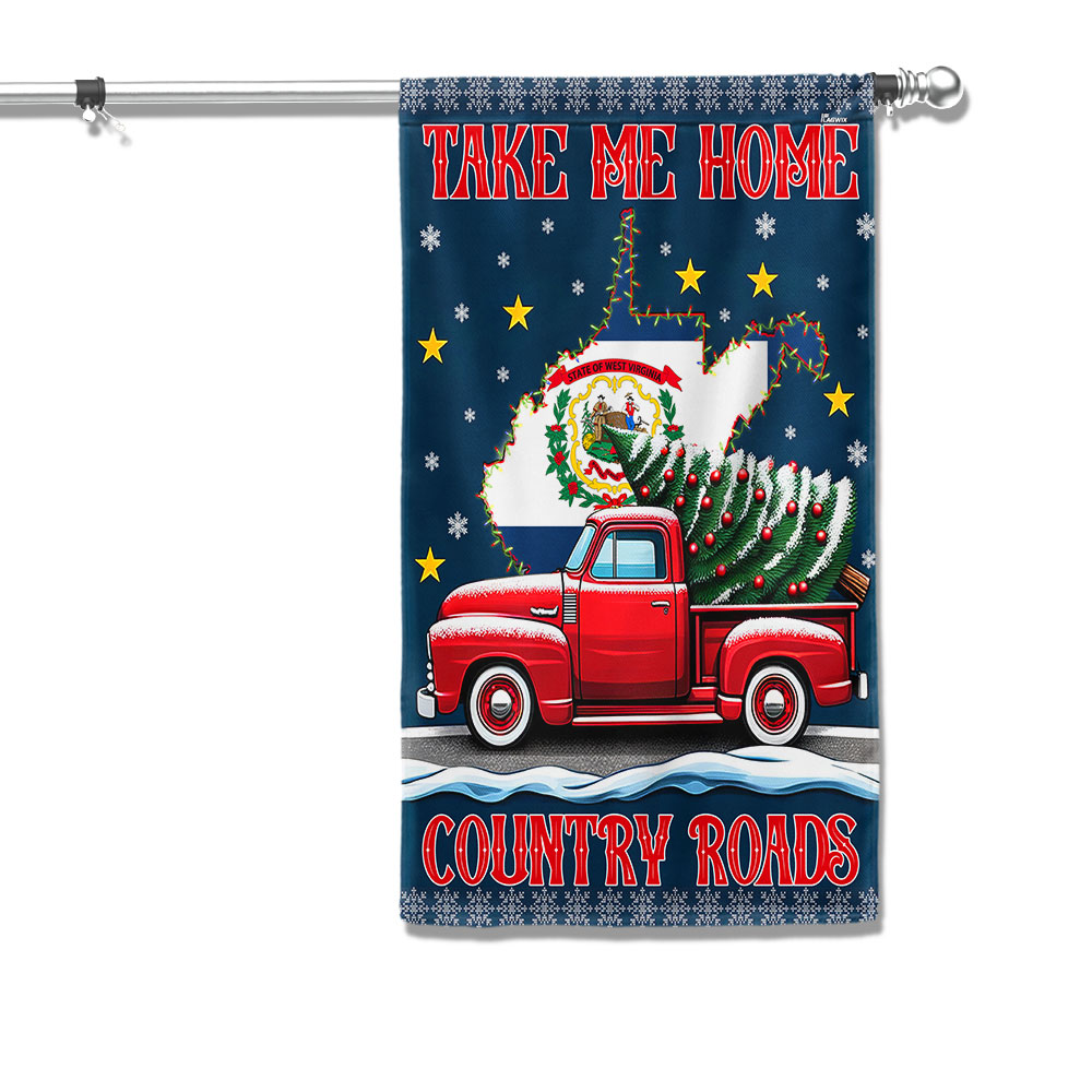 Christmas Take Me Home Country Roads West Virginia Flag Merry Christmas
