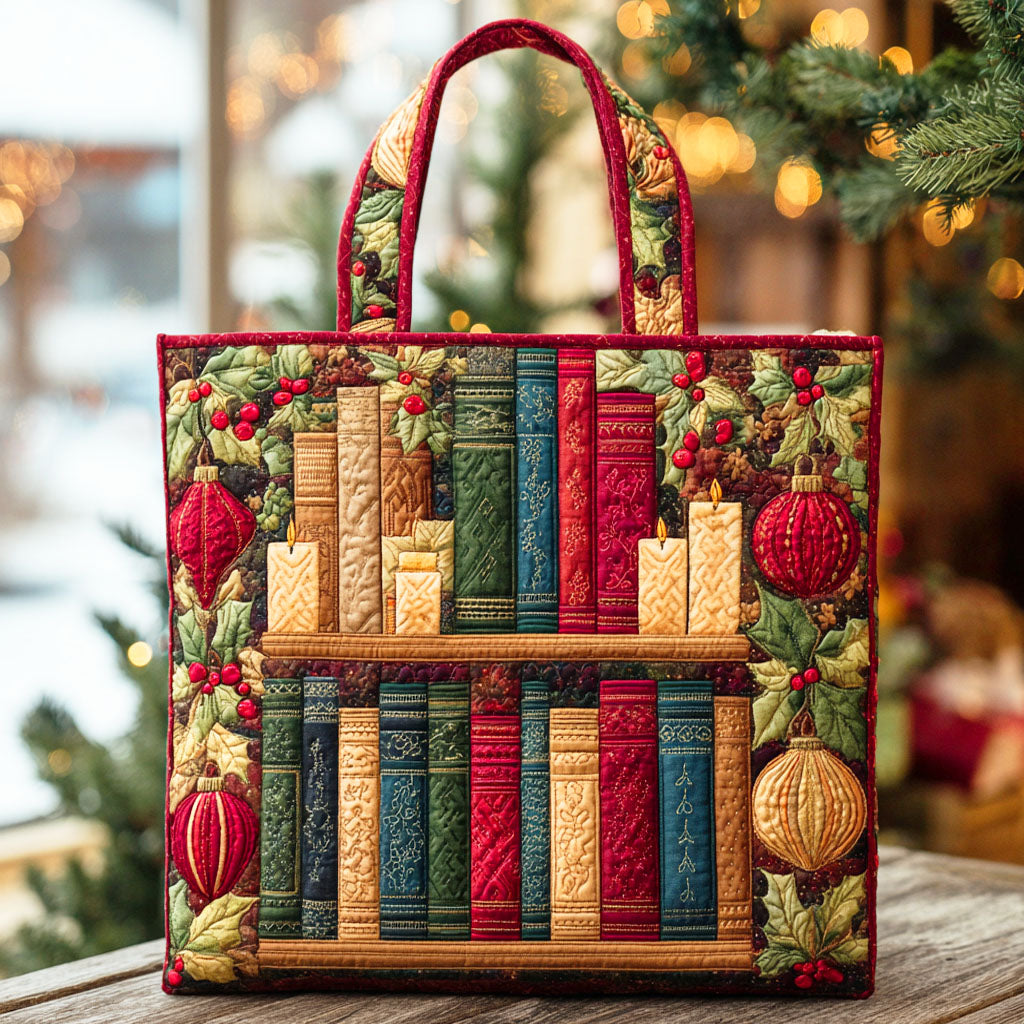 Christmas Tales Quilted Tote Bag Gift For Book Lover