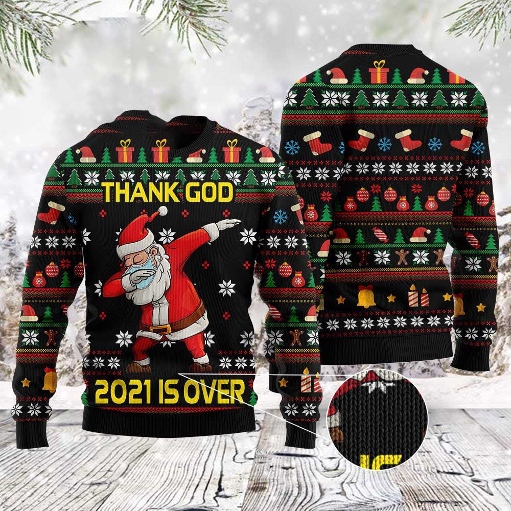 Christmas Thank God Is Over Santa Dabbing Ugly Christmas Sweater Funny Ugly Christmas Sweater Xmas Gifts