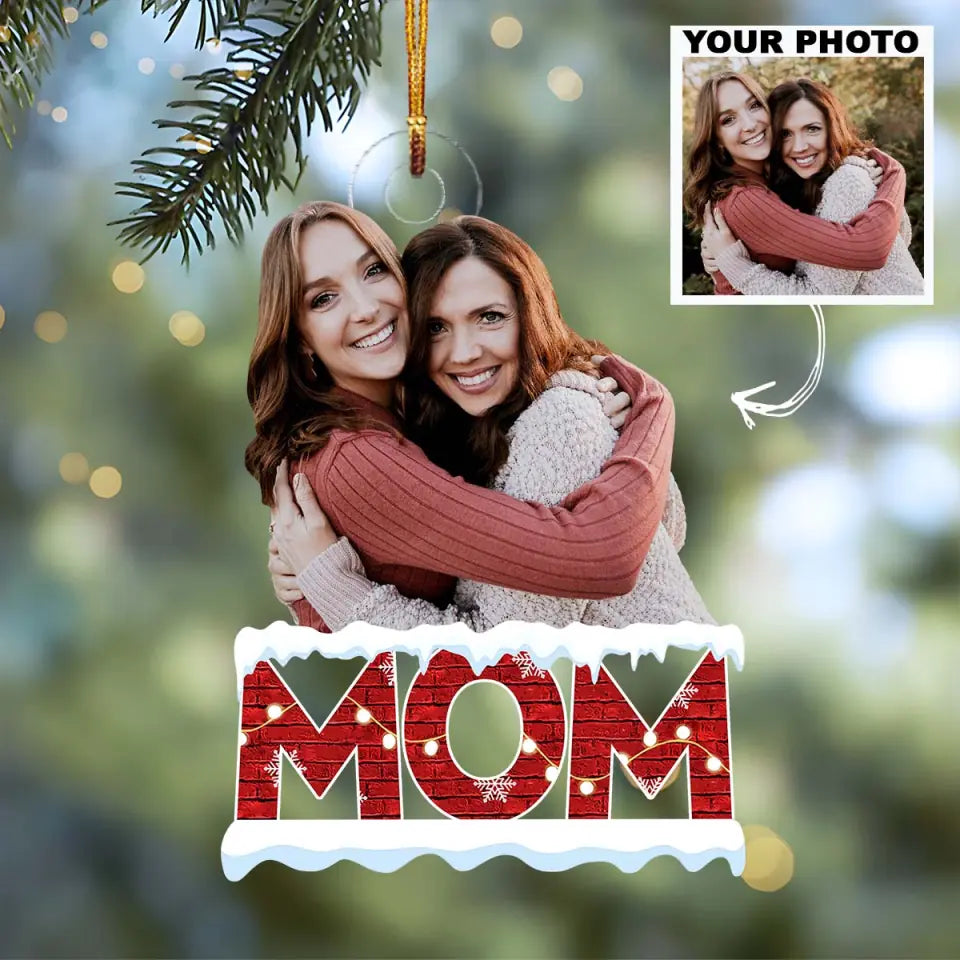 Christmas Theme Mom Personalized Custom Photo Mica Ornament Christmas Gift For Family