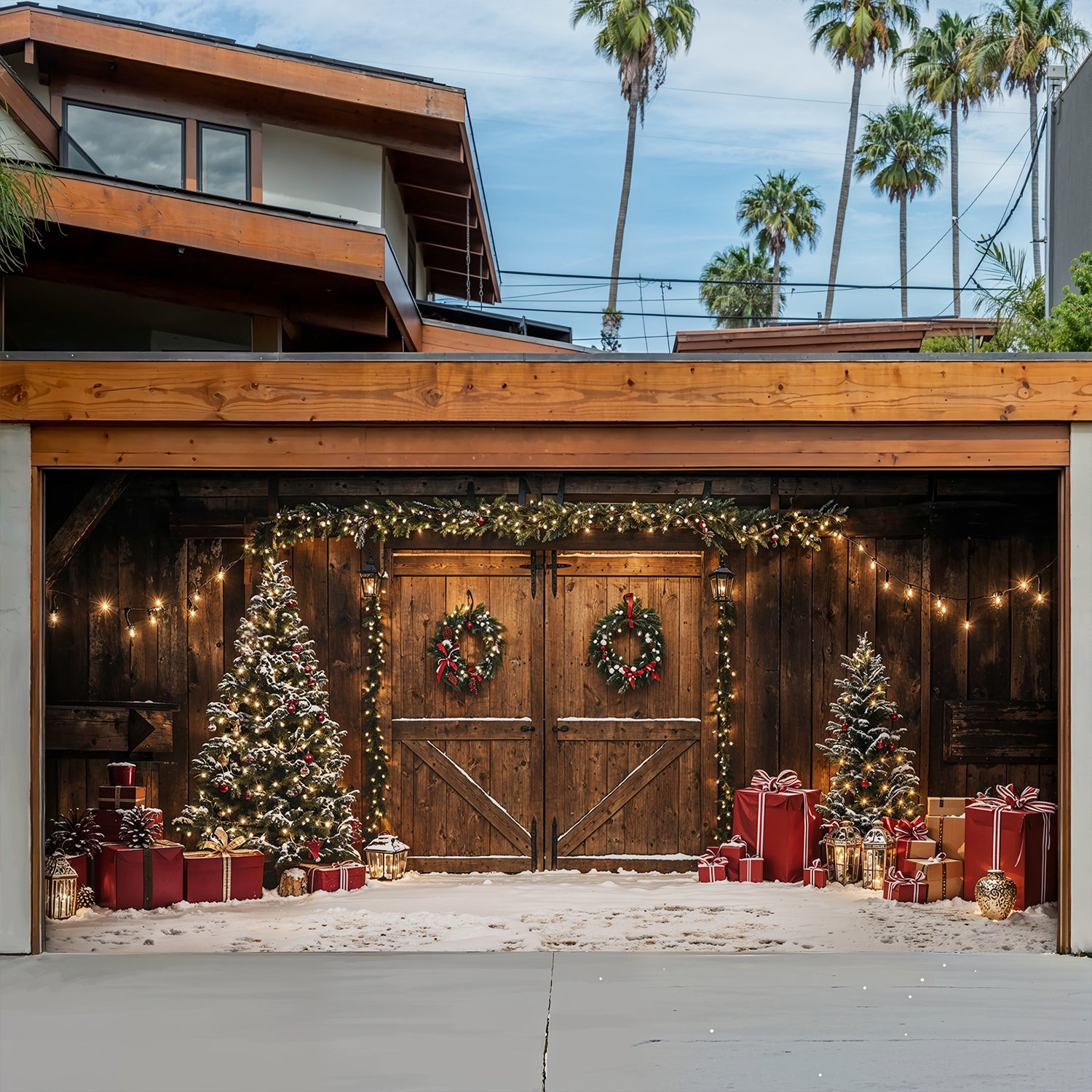 Christmas Themed Barn Door Christmas Garage Door Banner Garage Door Wraps Christmas Presents