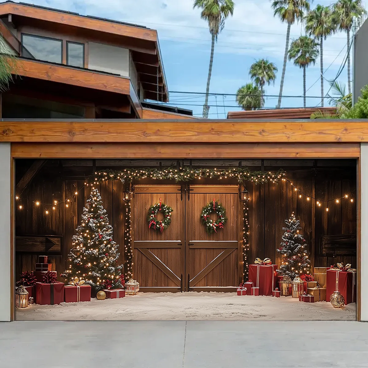 Christmas Themed Barn Door Christmas Garage Door Banner Garage Door Xmas Decorations Gifts