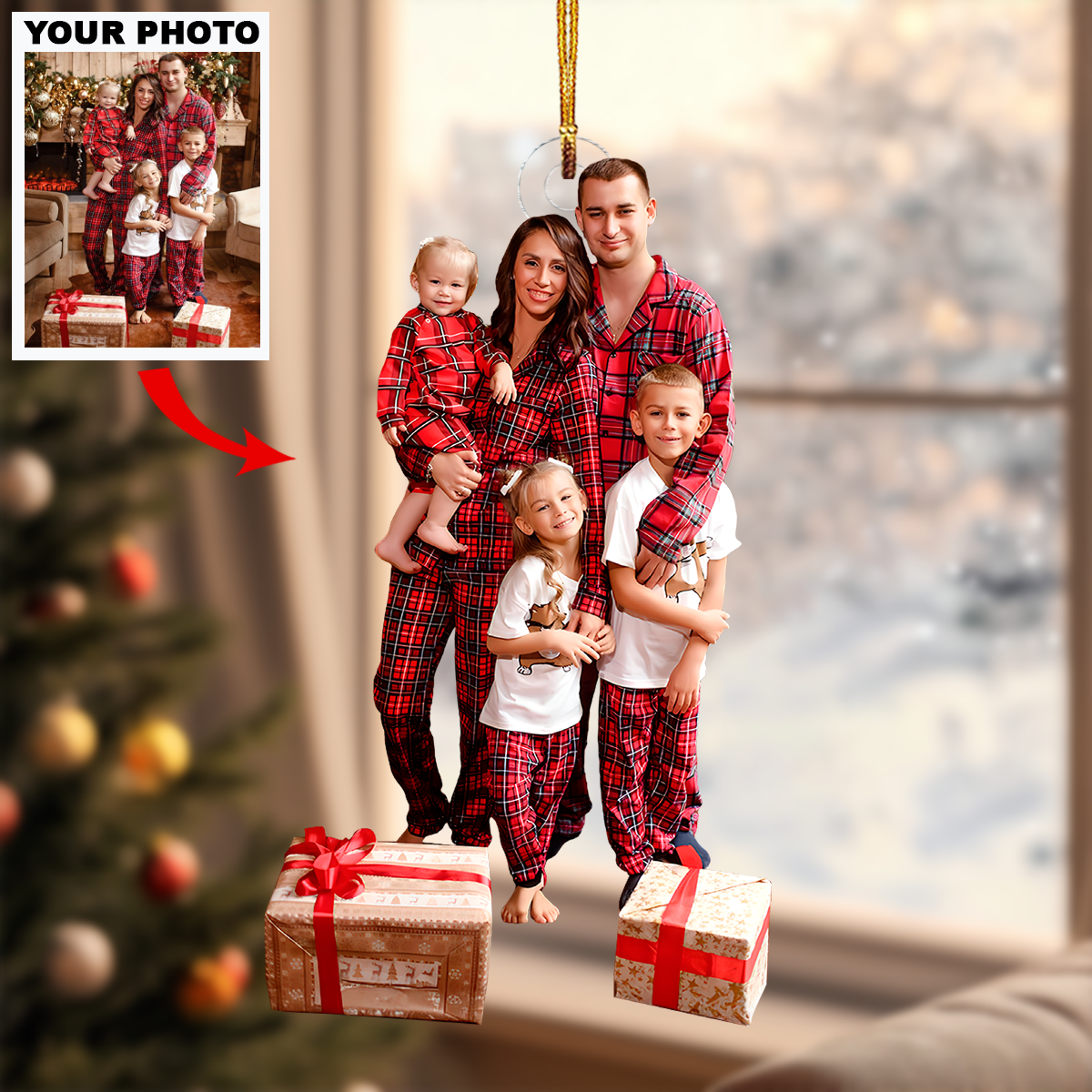 Christmas Together Personalized Photo Mica Ornament Christmas Gift For Family Members