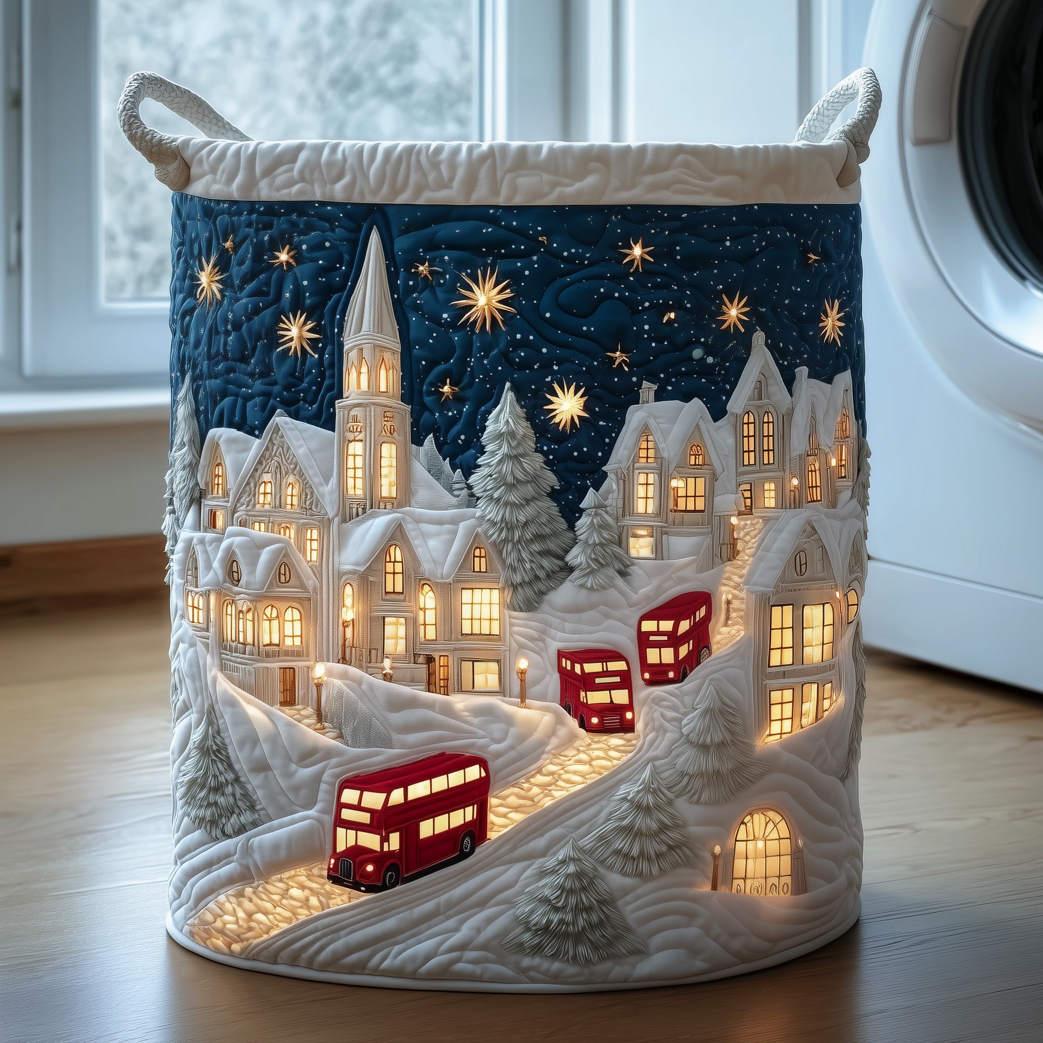 Christmas Town Quilted Laundry Basket Christmas Gift Basket Ideas For A Family