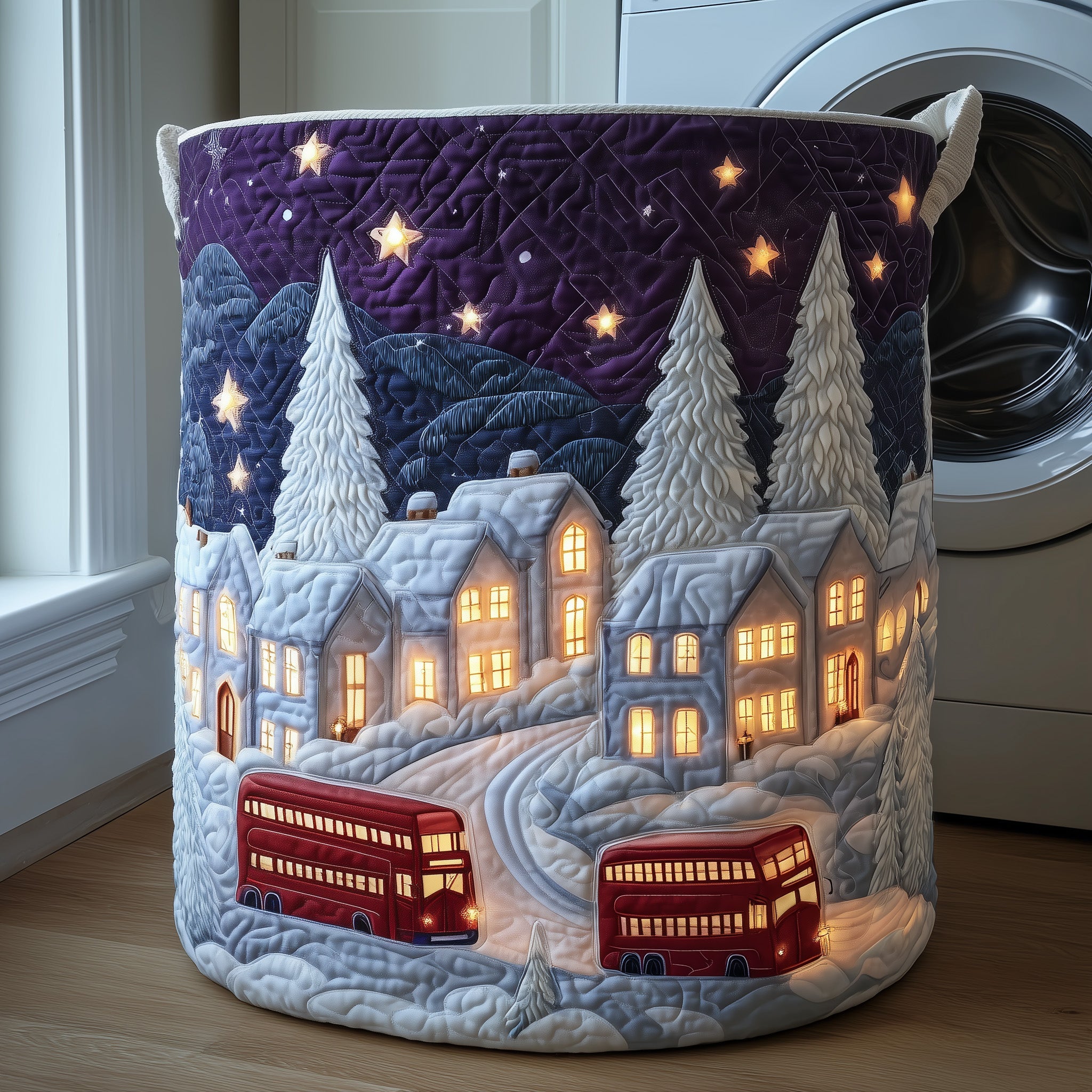 Christmas Town Quilted Laundry Basket Family Gift Ideas For Christmas