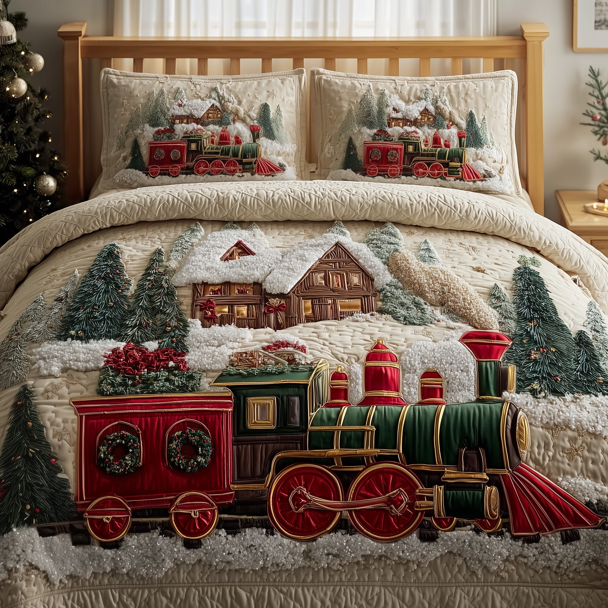 Christmas Train Duvet Cover Set Back To School Merch