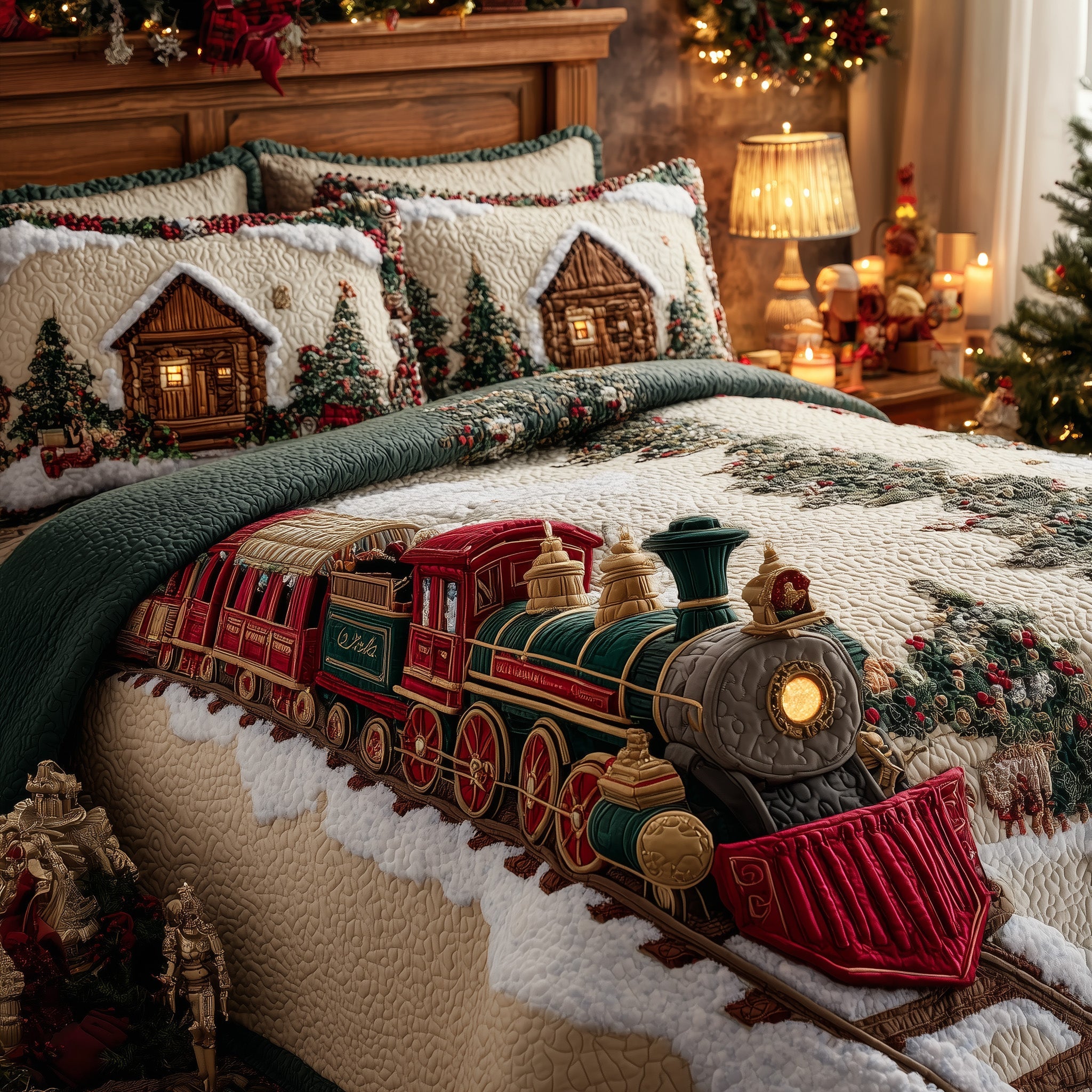 Christmas Train Duvet Cover Set Merch For Couples