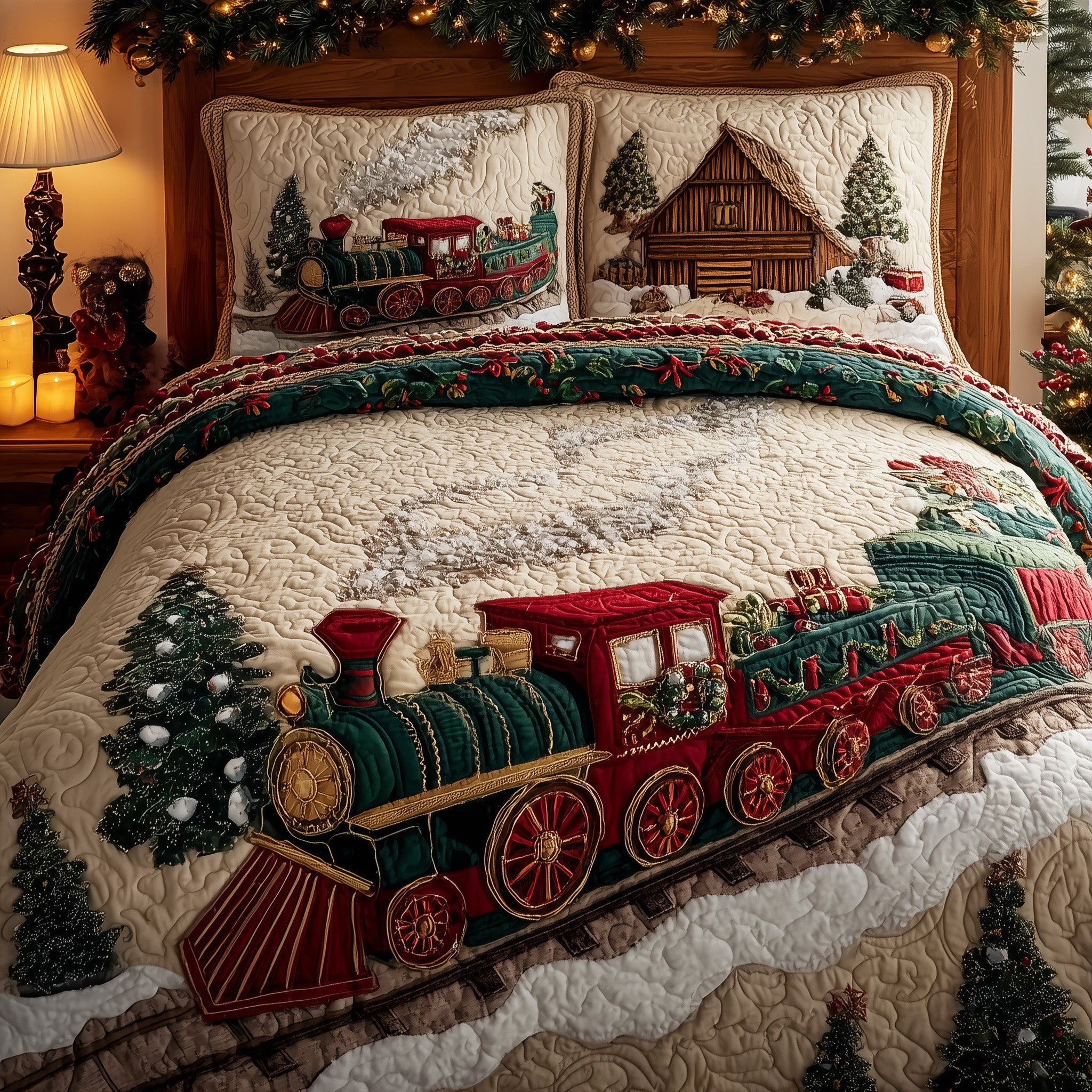 Christmas Train Duvet Cover Set Merch For Family