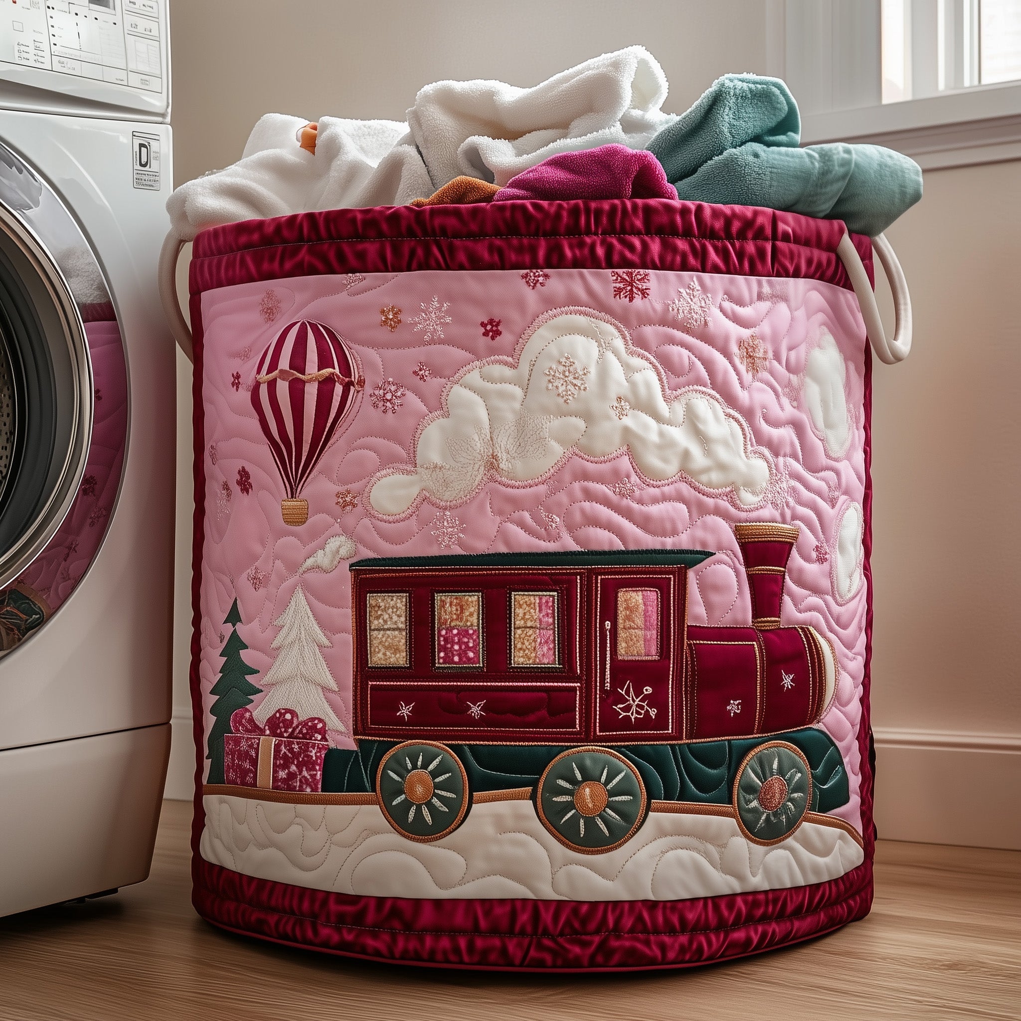 Christmas Train Quilted Laundry Basket Merch For Him