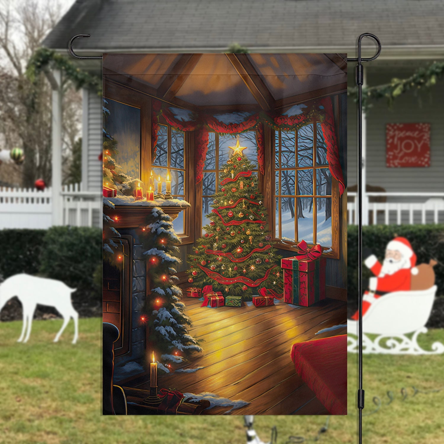 Christmas Tree Beside Window Xmas Garden Flag Christmas Decor Gifts For Xmas Lover