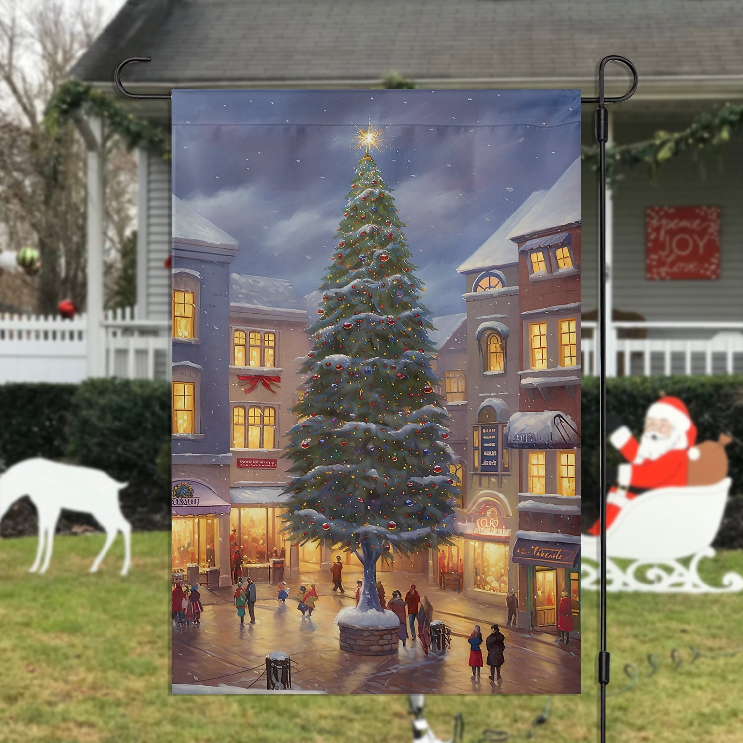 Christmas Tree Between Apartments Xmas Garden Flag Christmas Home Decor Gift For Tree Lovers