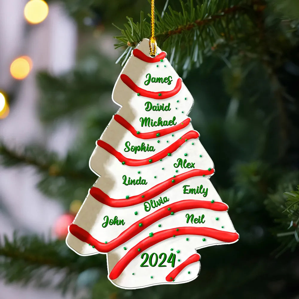 Christmas Tree Cake Custom Name Personalized Custom Christmas Ornament Custom Family Friends Coworkers Ornament