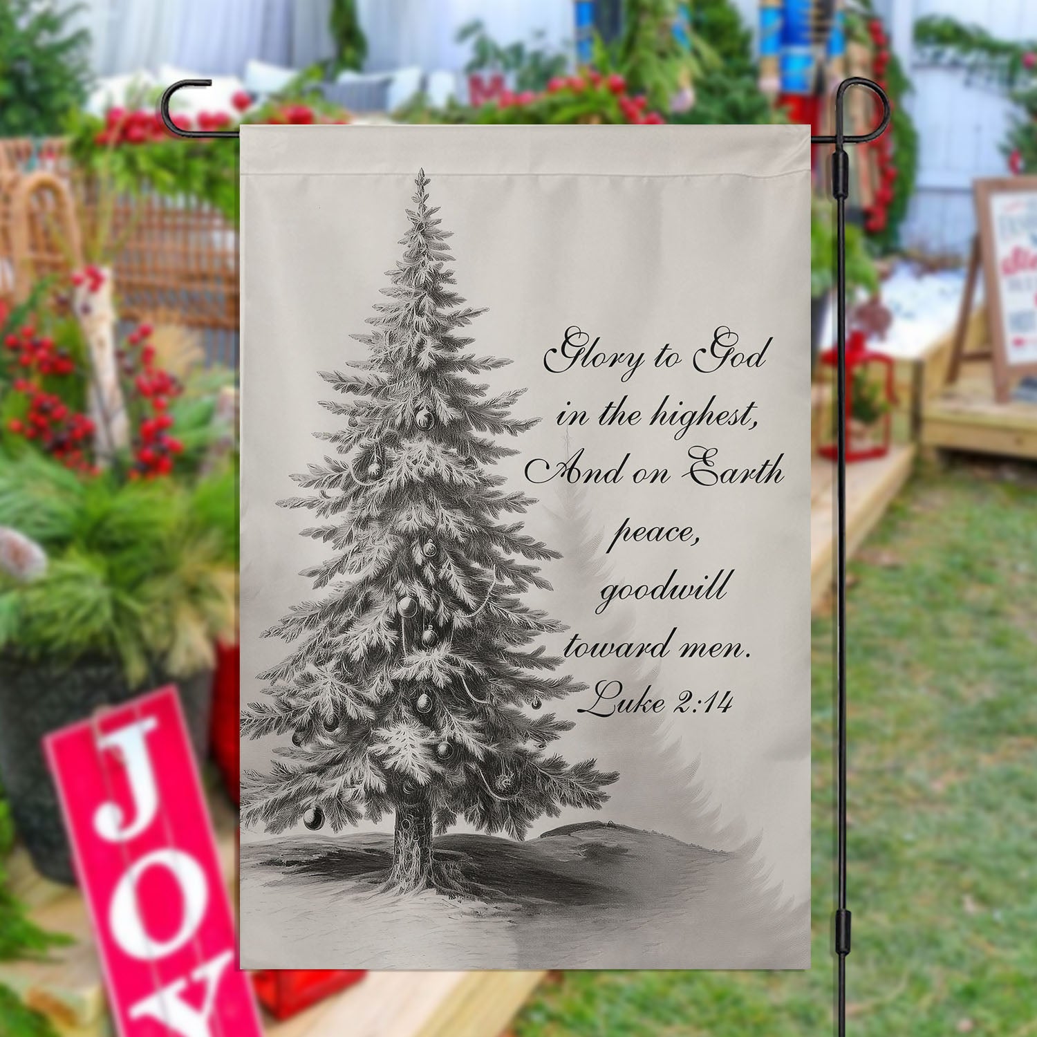 Christmas Tree Garden Flag Glory To God In The Highest Outdoor Decor Xmas Yard Decor Gift Ideas