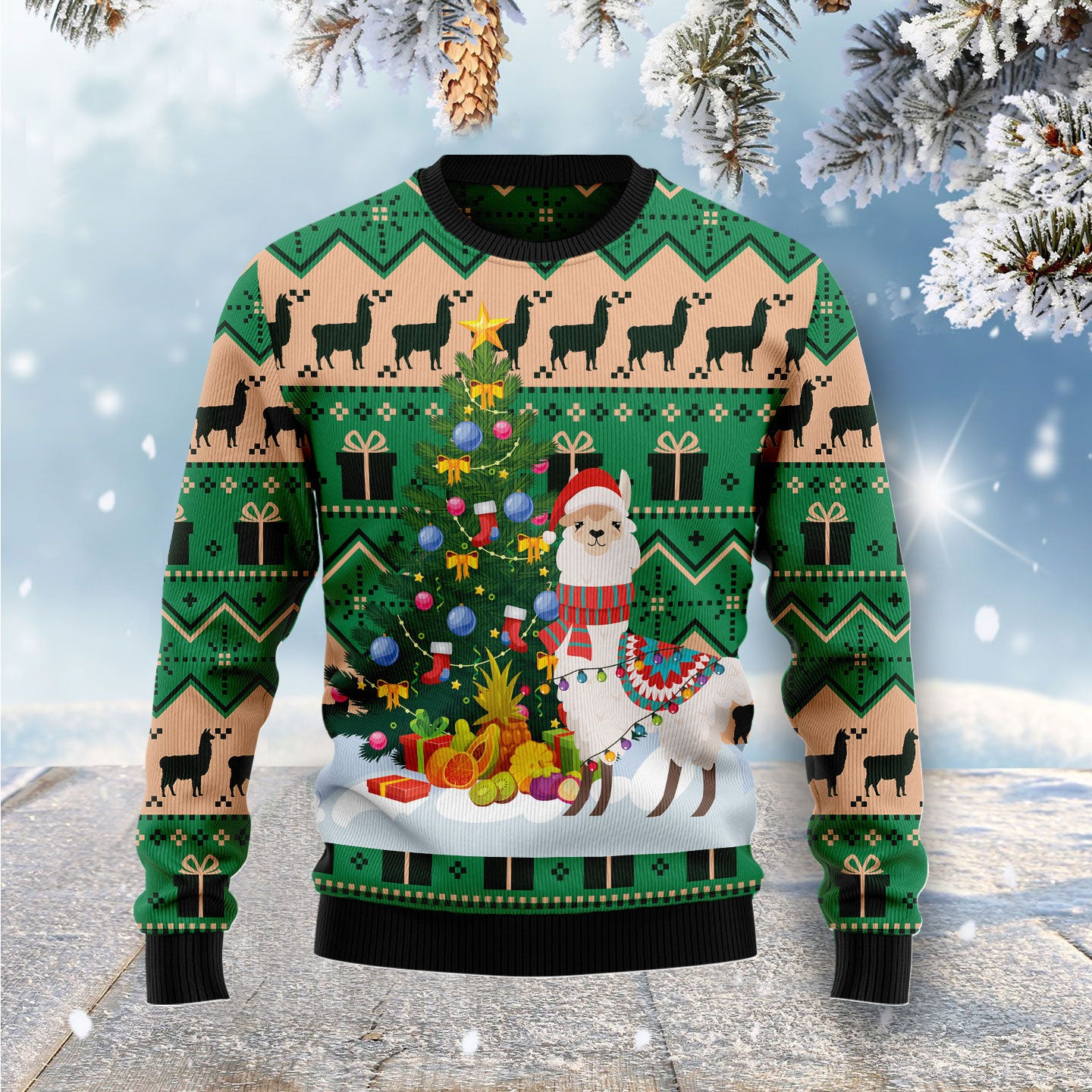 Christmas Tree Llama  Ugly Christmas Sweater