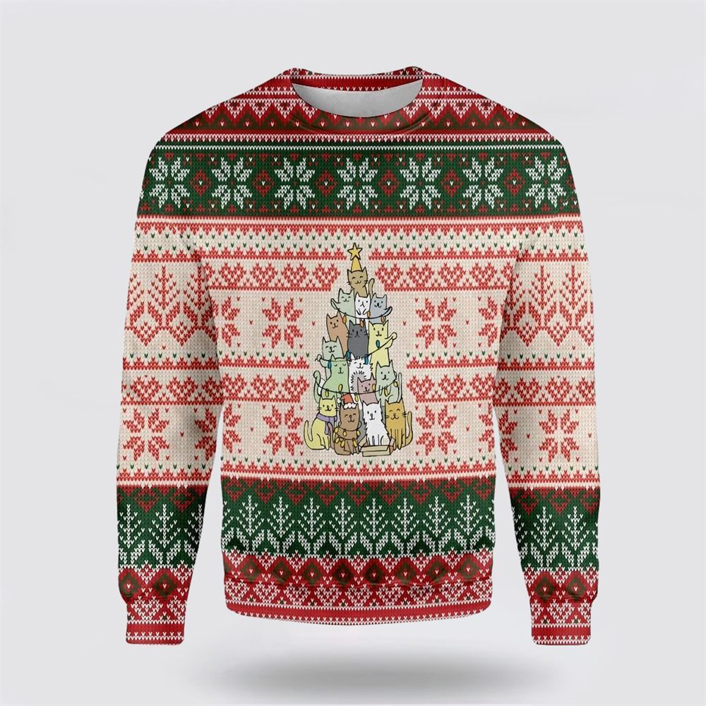 Christmas Tree Made By Cats Ugly Christmas Sweater Christmas Gift For Cat Love Christmas Present Ideas