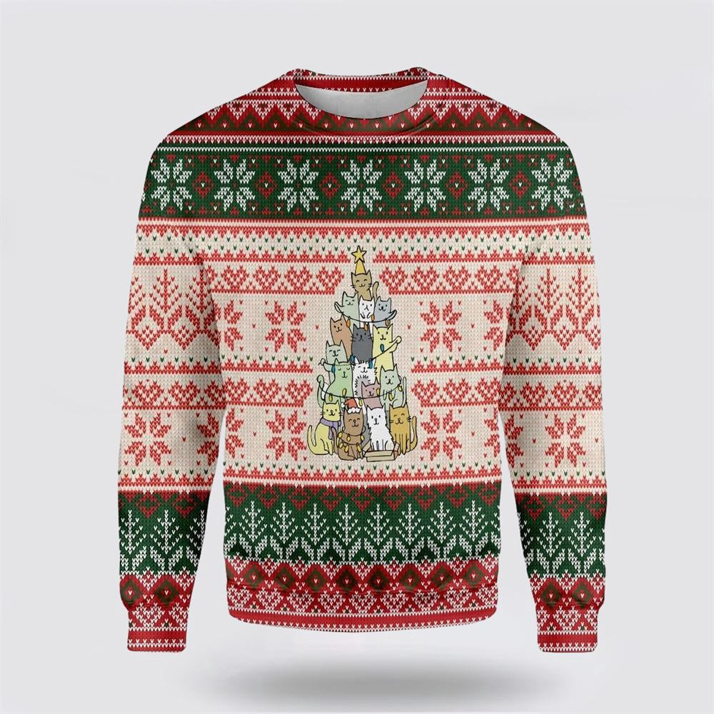 Christmas Tree Made By Cats Ugly Christmas Sweater Christmas Unisex Sweater Funny Christmas Sweater
