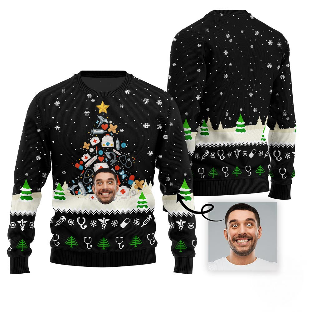 Christmas Tree Medical Custom Face Ugly Sweater Ugly Sweaters For Christmas