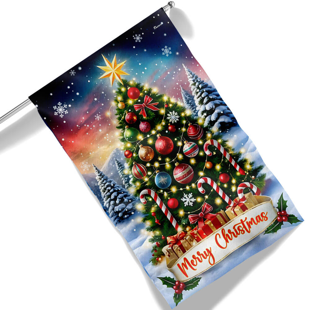 Christmas Tree Merry Christmas Flag