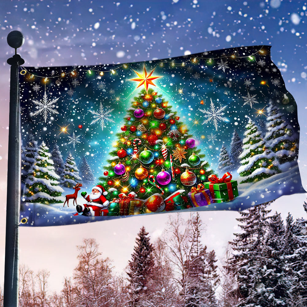 Christmas Tree Merry Christmas Grommet Flag