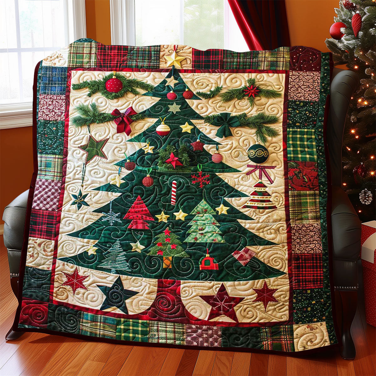 Christmas Tree Quilt Blanket Throws For Couch Christmas Present For Adult Son