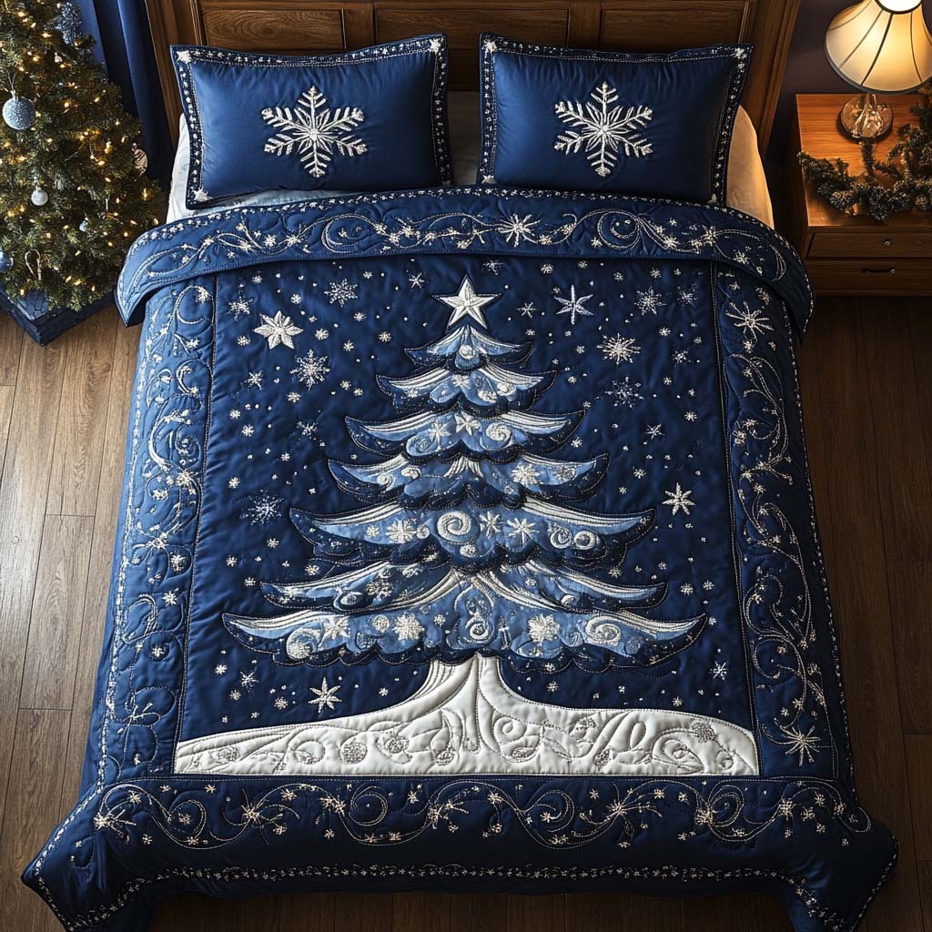 Christmas Tree Quilted Bedding Set Perfect Housewarming Gift for a Cozy Bedroom